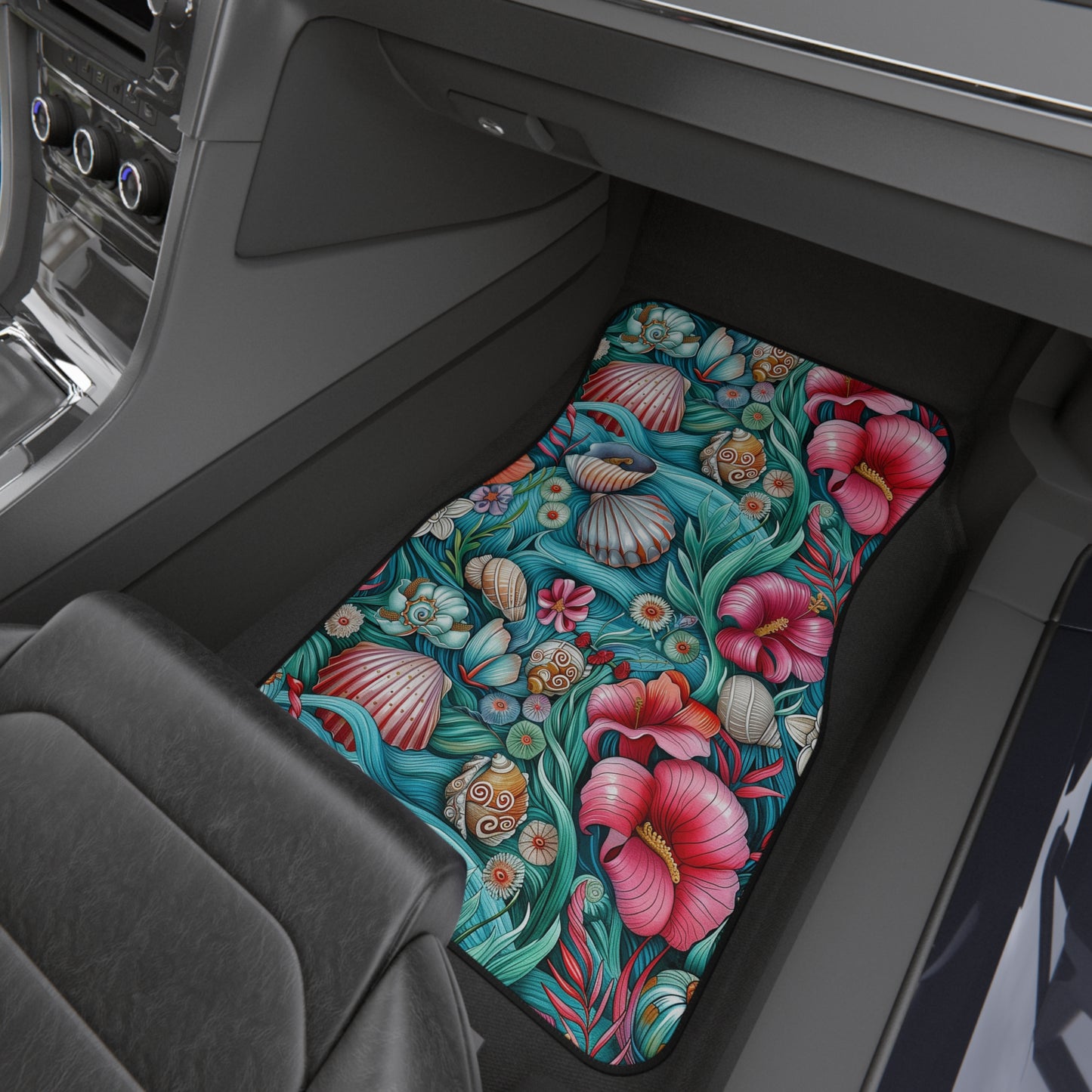 Floral Ocean Print Car Mats (2x Front)