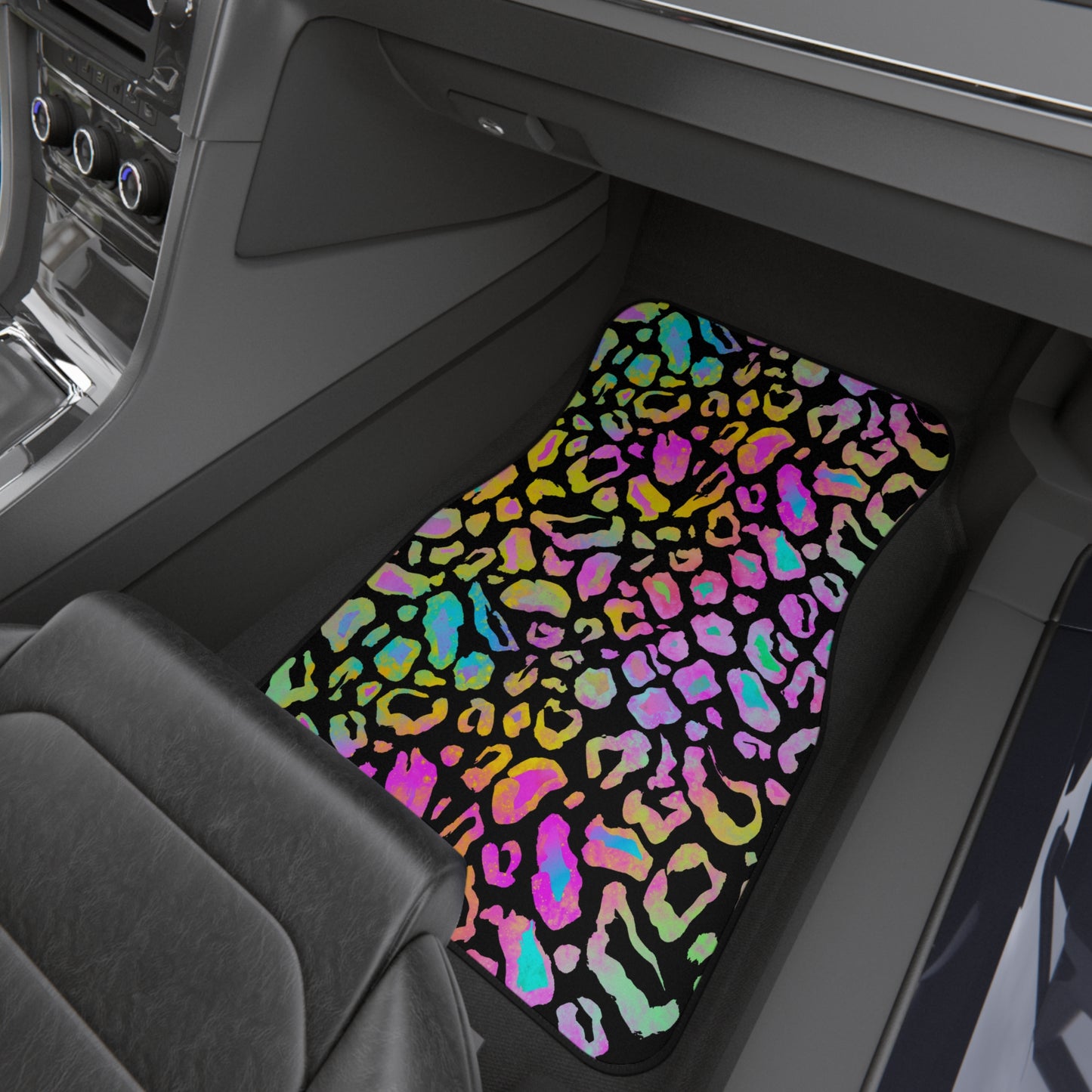 Rainbow Cheetah Print Car Mats (2x Front)