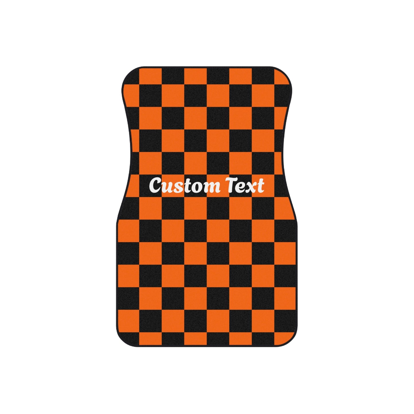 Orange And Black Checkered Print Car Mats (2x Front)