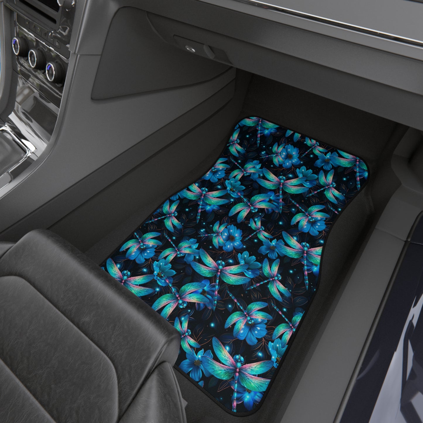 Blue Dragonfly Print Car Mats (2x Front)