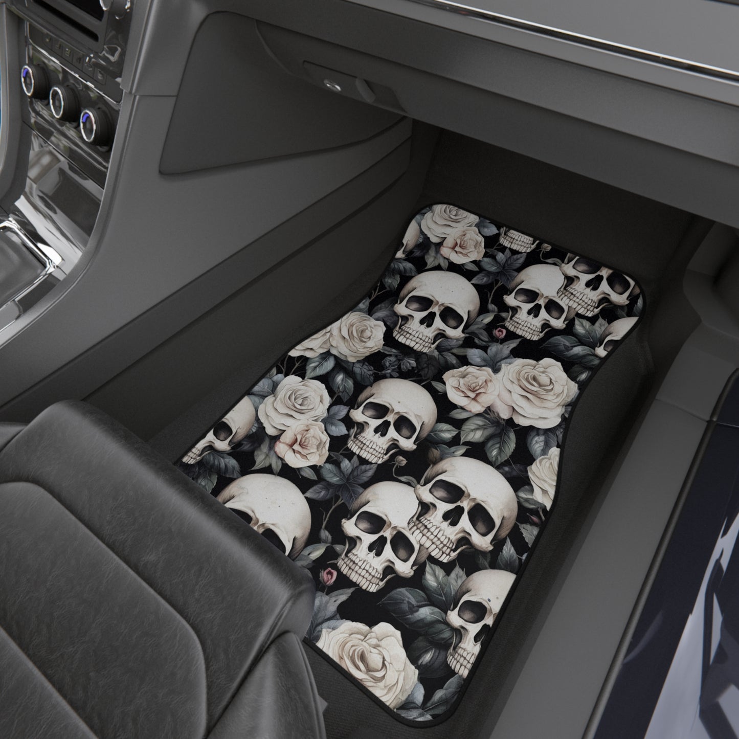 Skull And Roses Print Car Mats (2x Front)