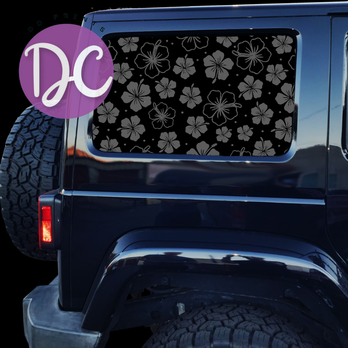 Hawaiian Flowers Full Coverage Car Window Decal
