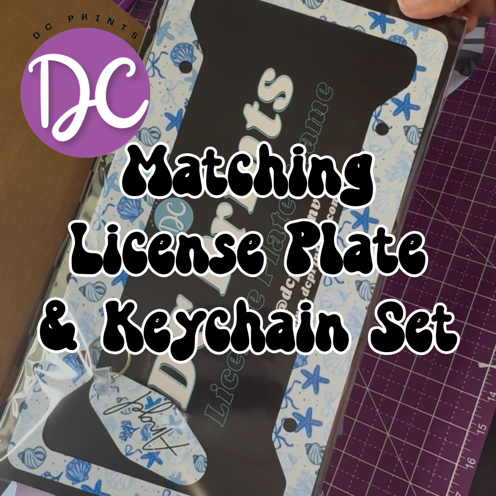 Custom Matching License Plate Frame And Keychain Set