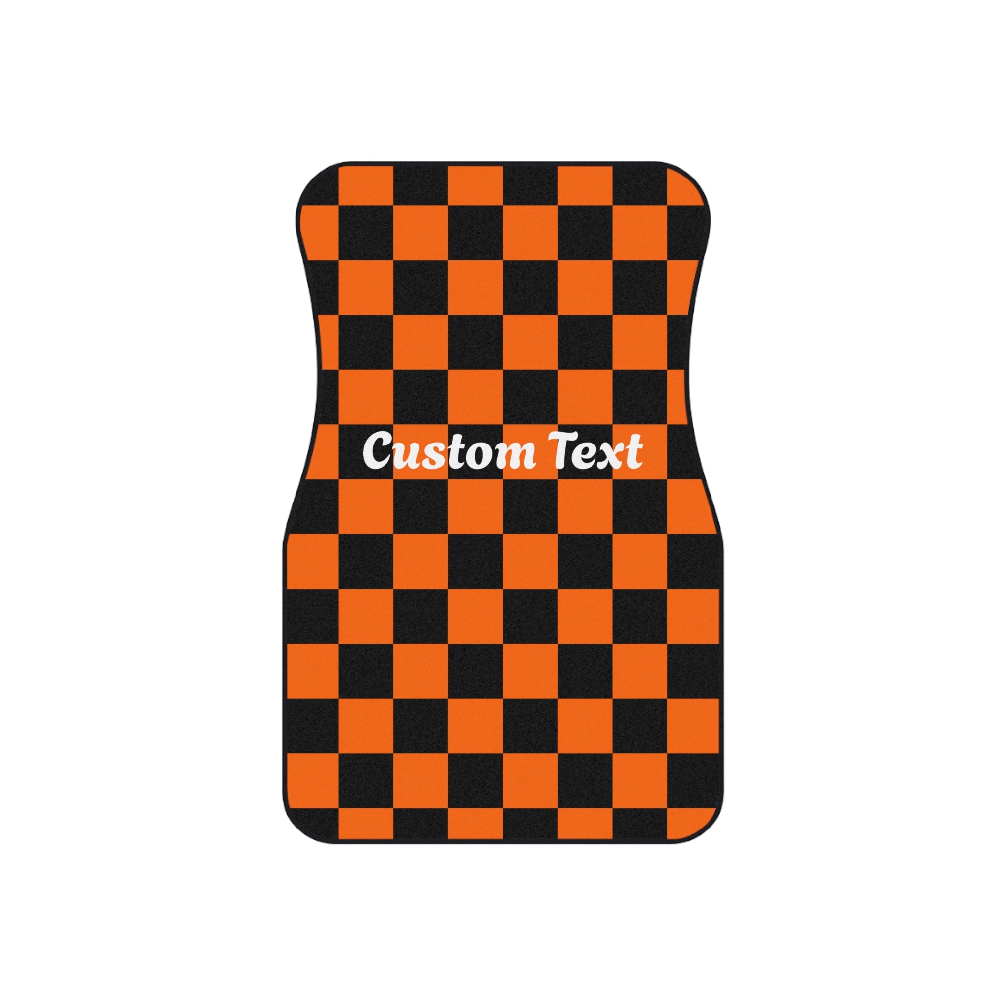 Orange And Black Checkered Print Car Mats (2x Front)