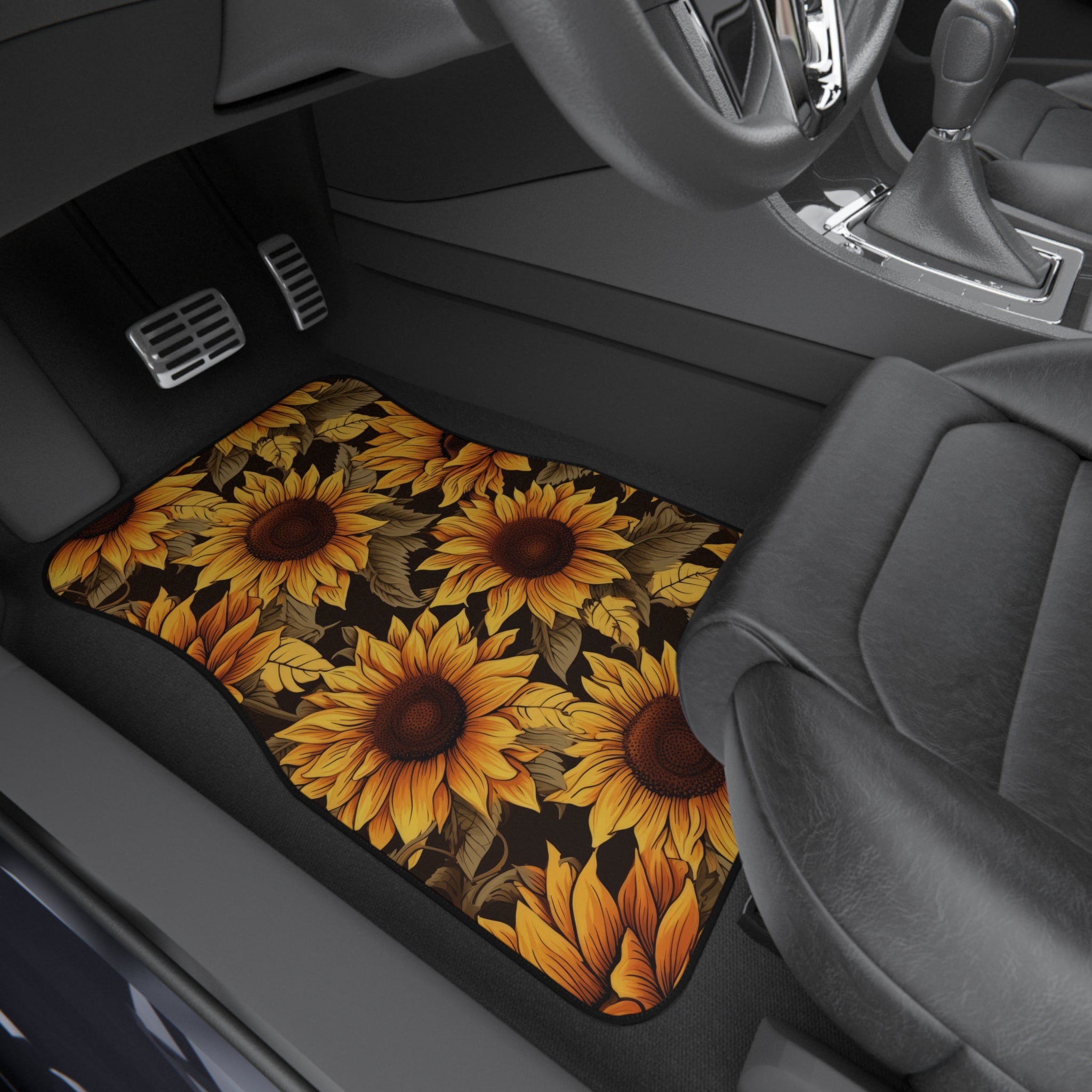 Sunflower Print Car Mats (2x Front)