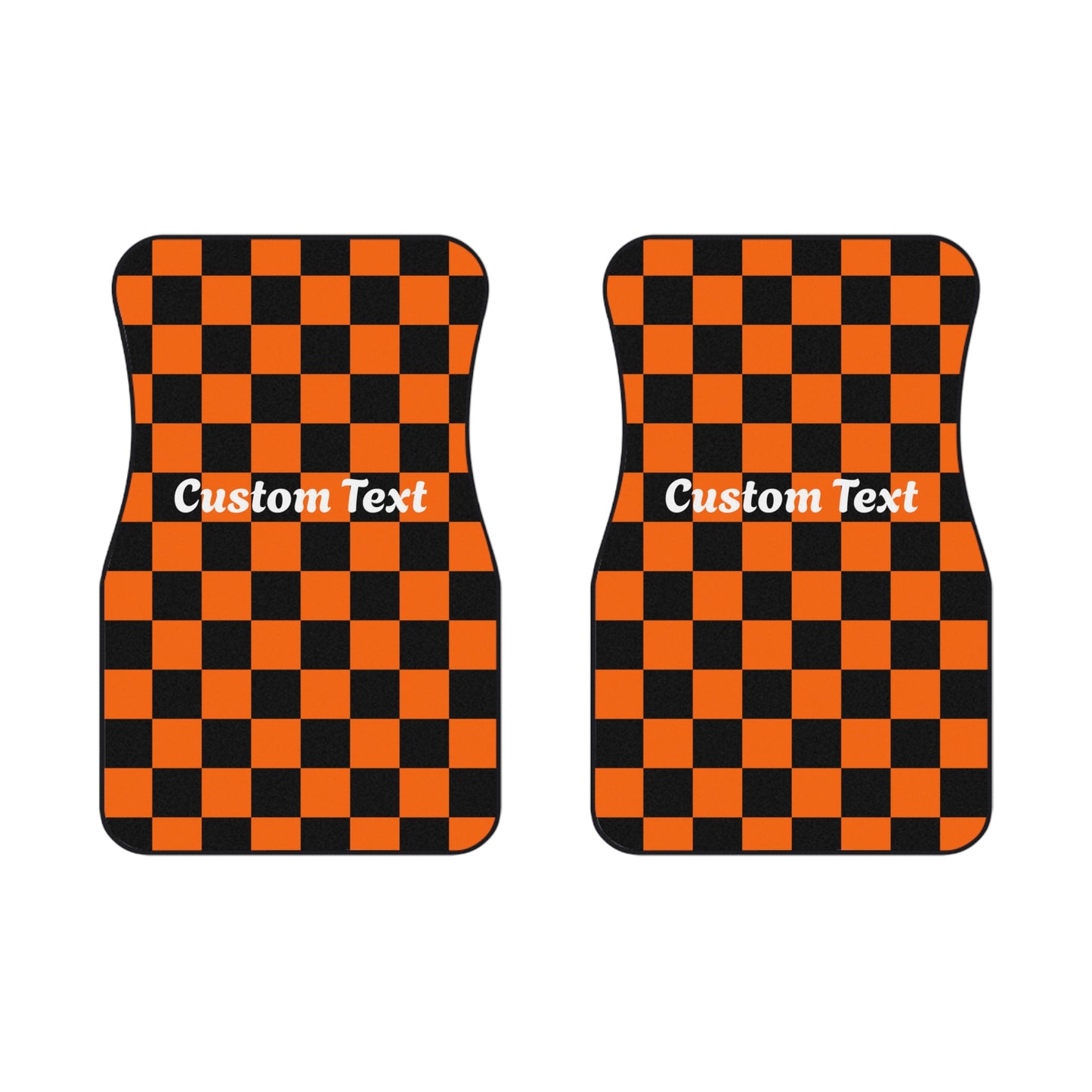 Orange And Black Checkered Print Car Mats (2x Front)