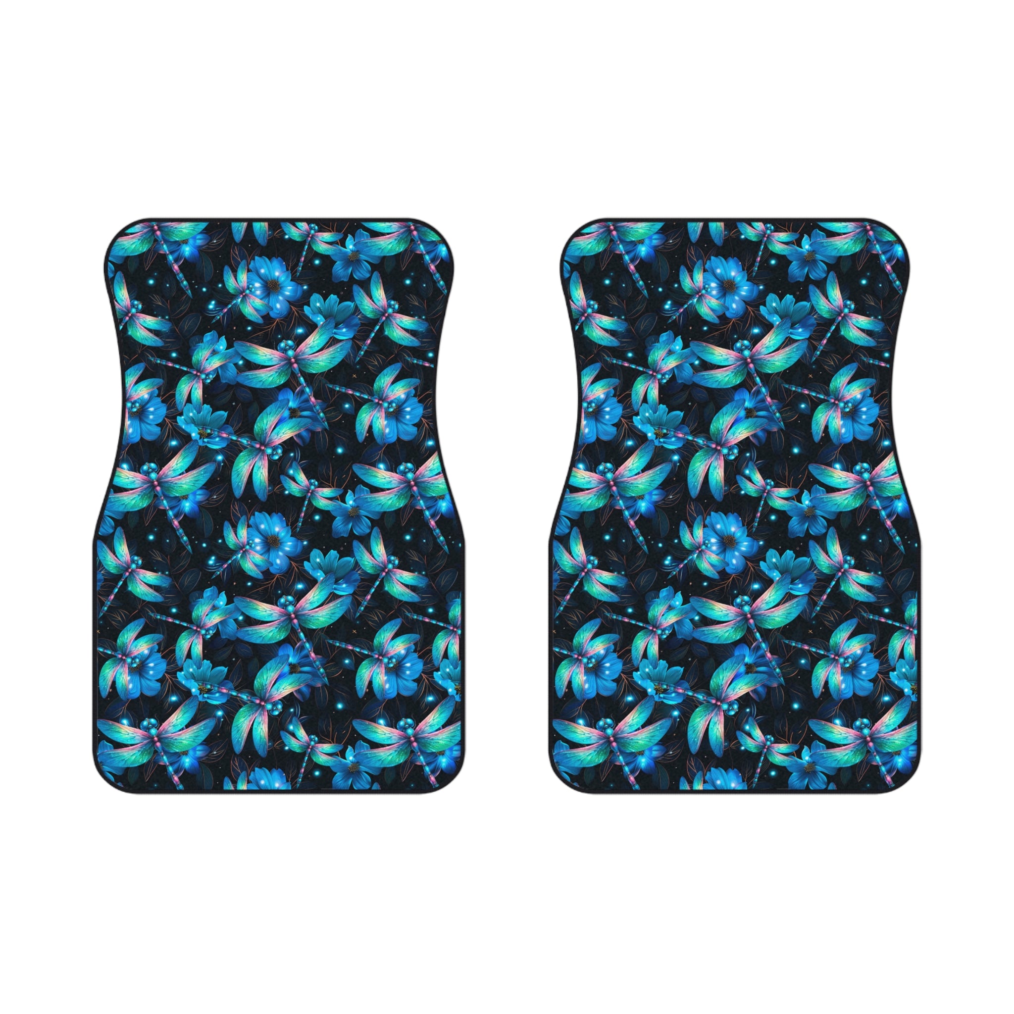 Blue Dragonfly Print Car Mats (2x Front)