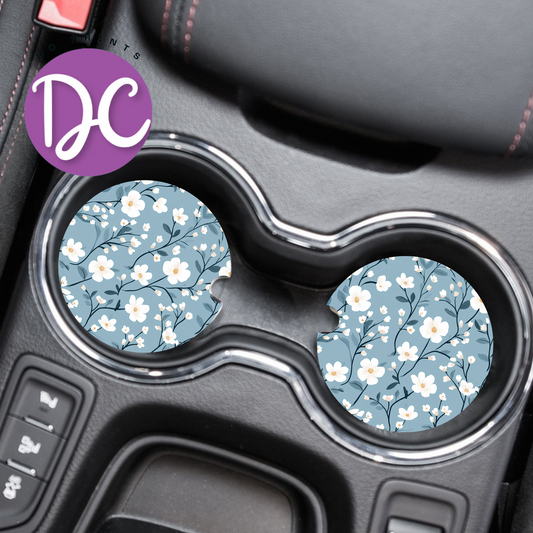 Blue Floral Car Coasters