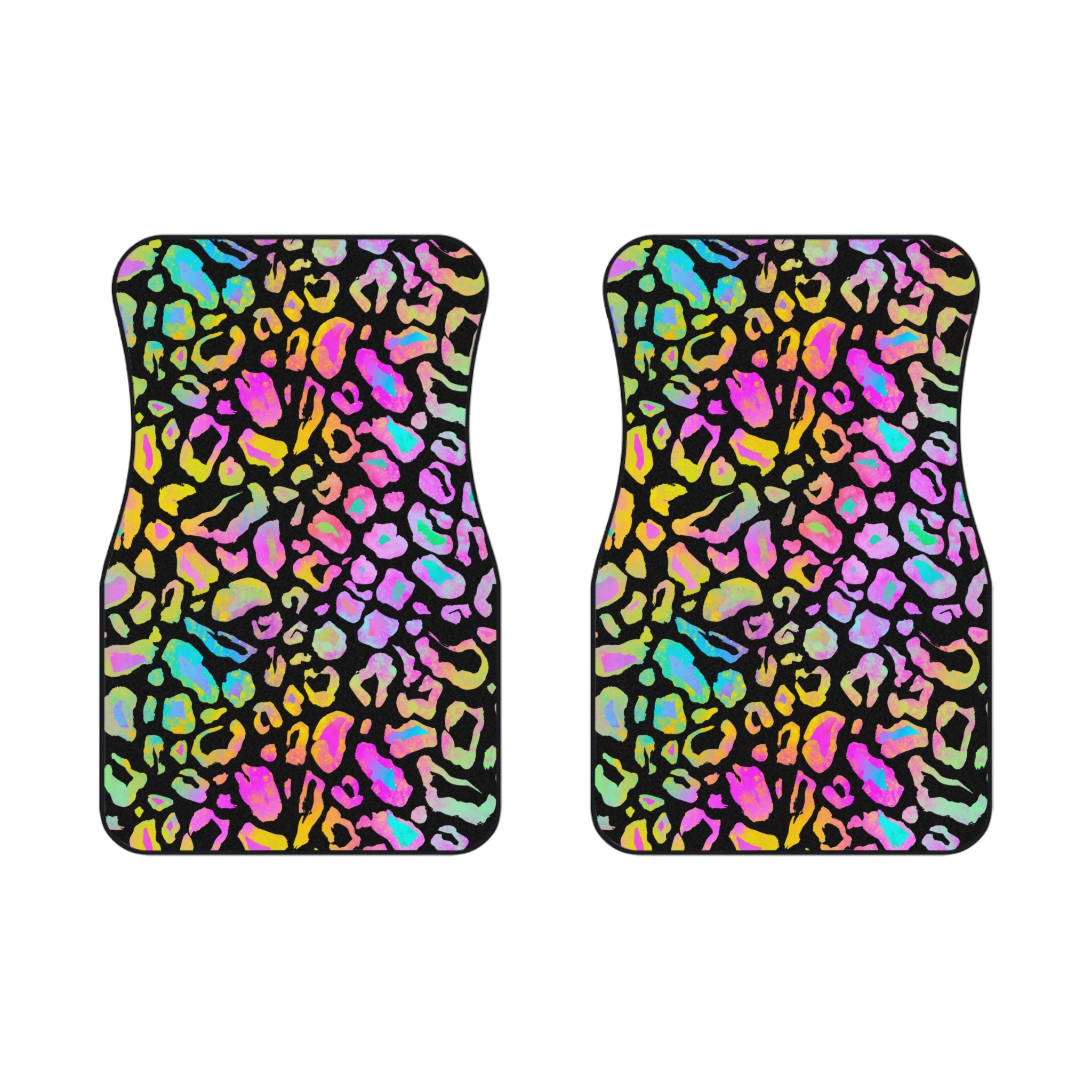 Rainbow Cheetah Print Car Mats (2x Front)