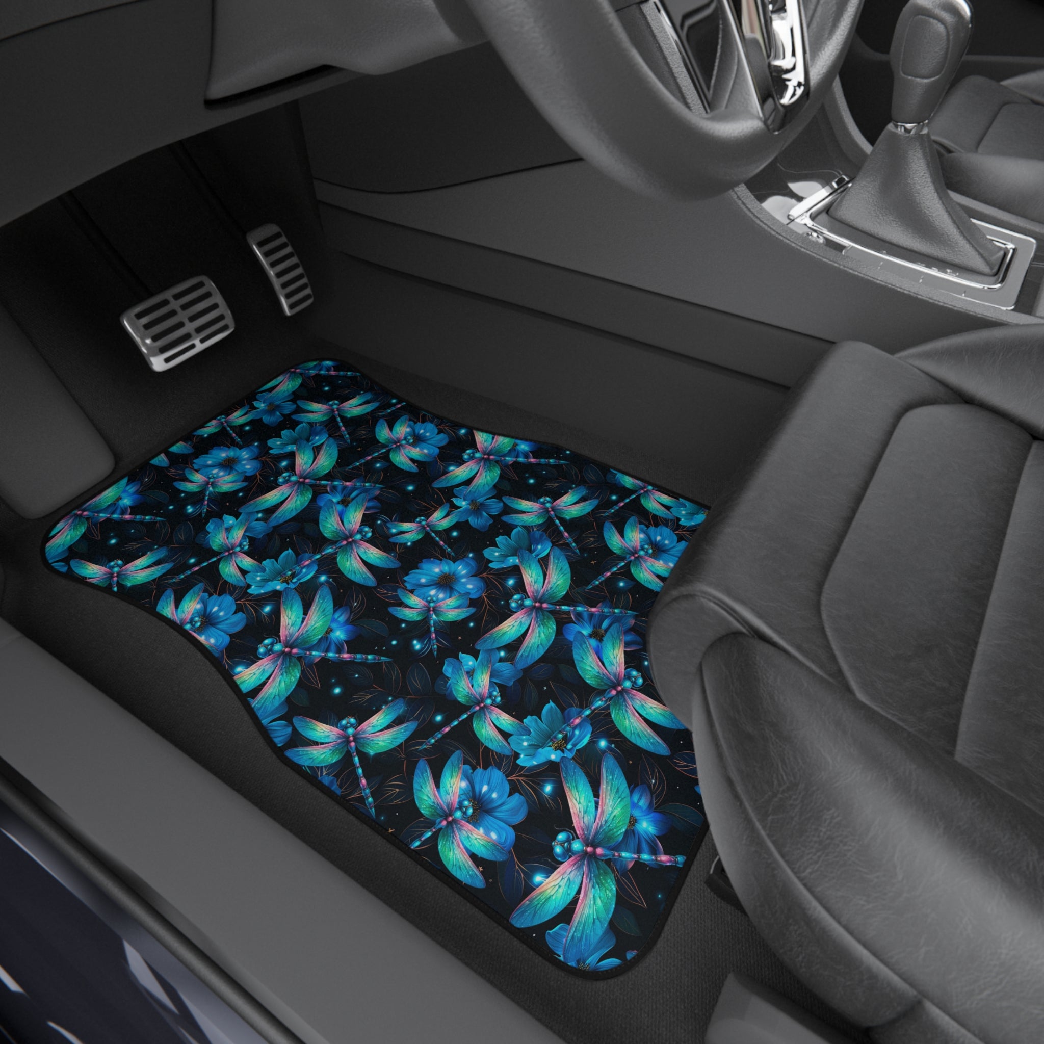Blue Dragonfly Print Car Mats (2x Front)