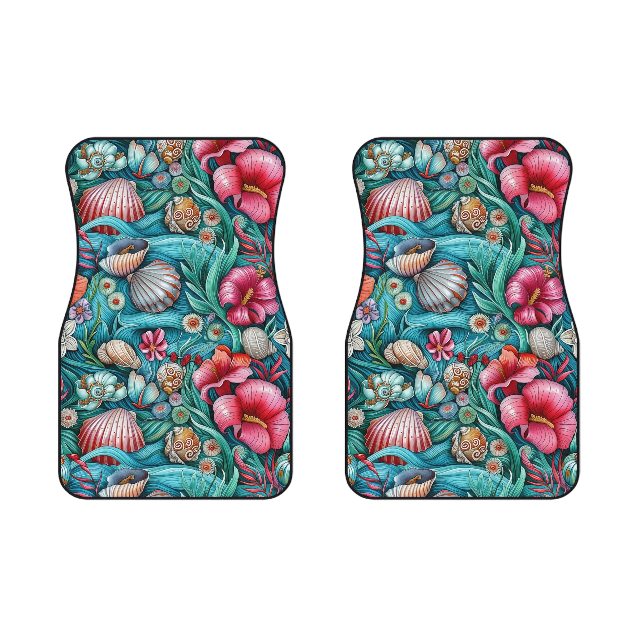 Floral Ocean Print Car Mats (2x Front)