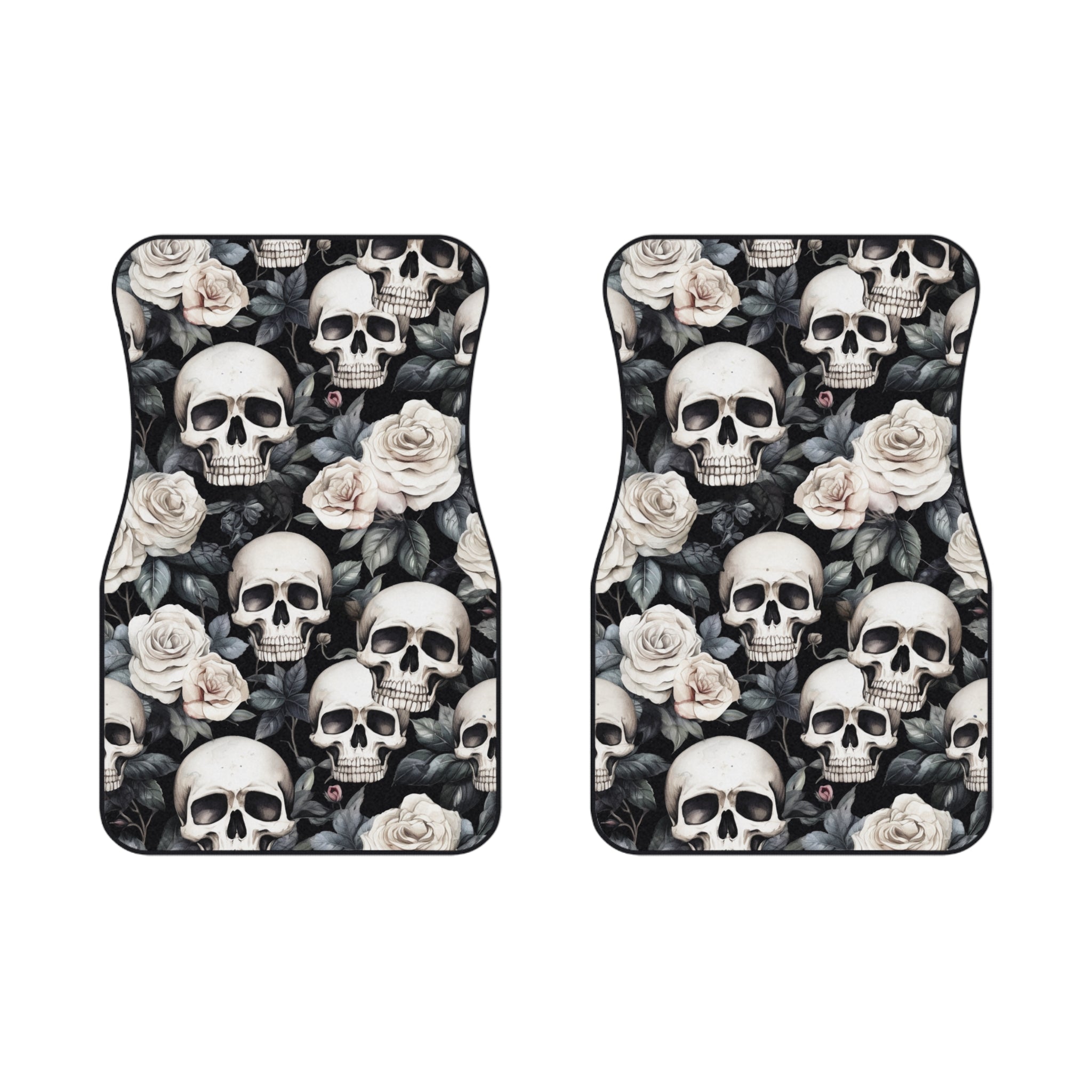 Skull And Roses Print Car Mats (2x Front)