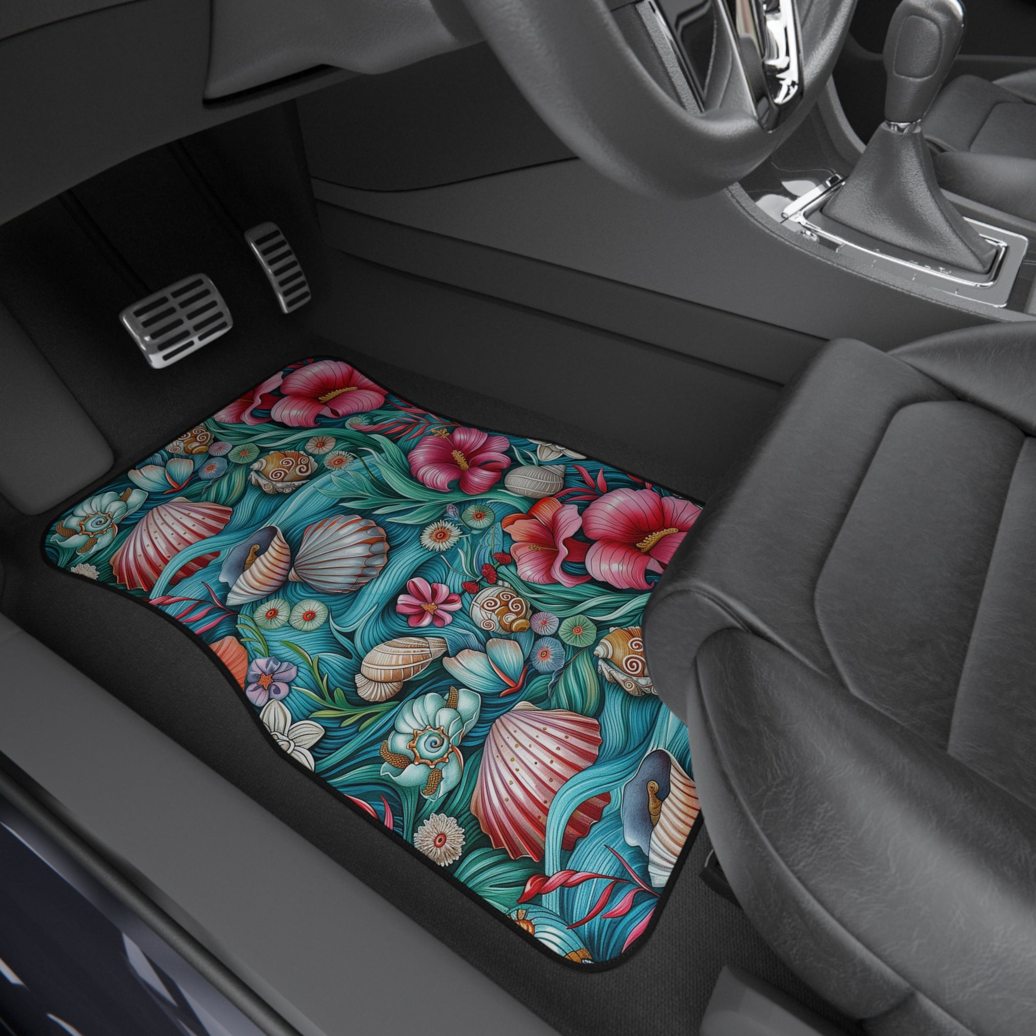Floral Ocean Print Car Mats (2x Front)