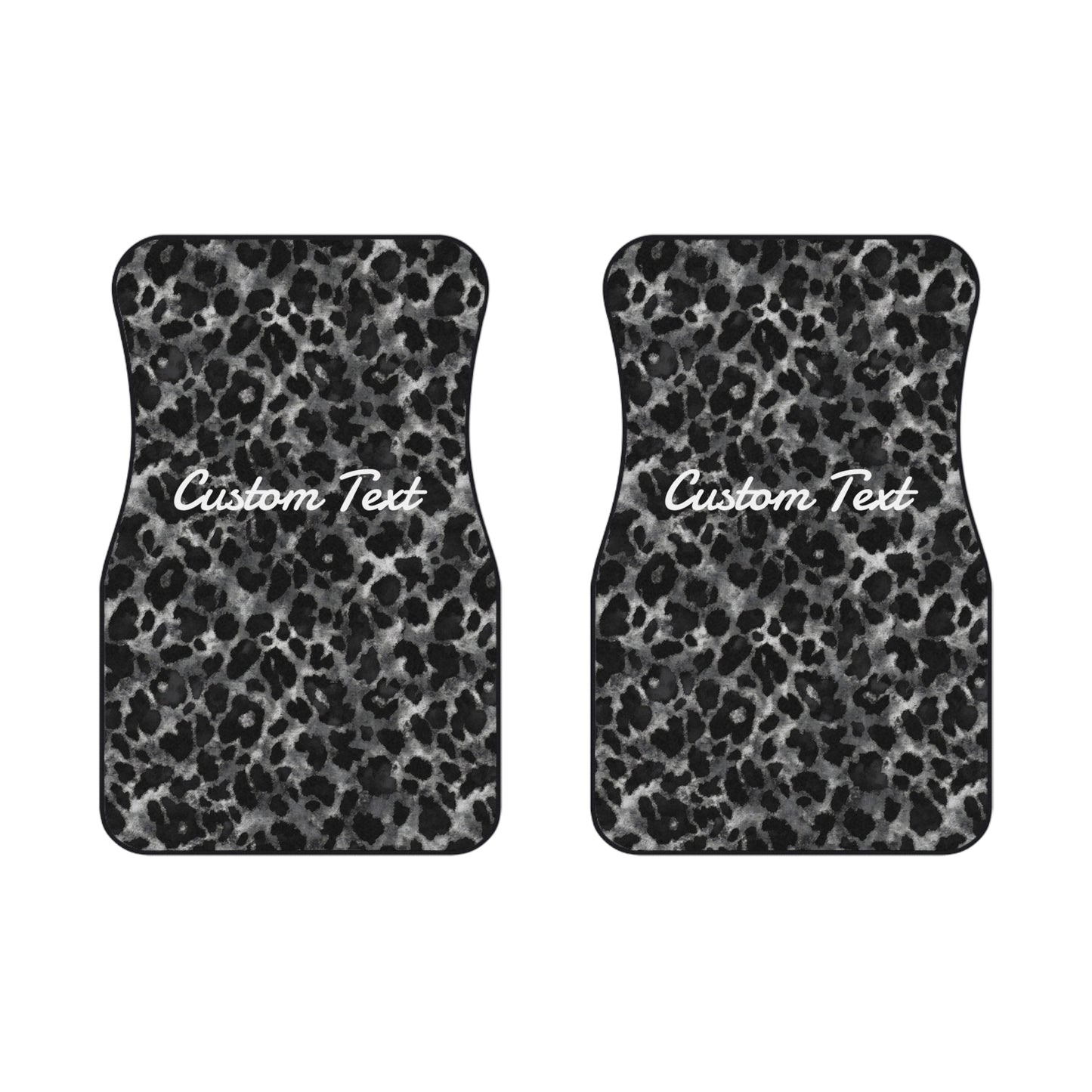 Black And White Leopard Print Car Mats (2x Front)