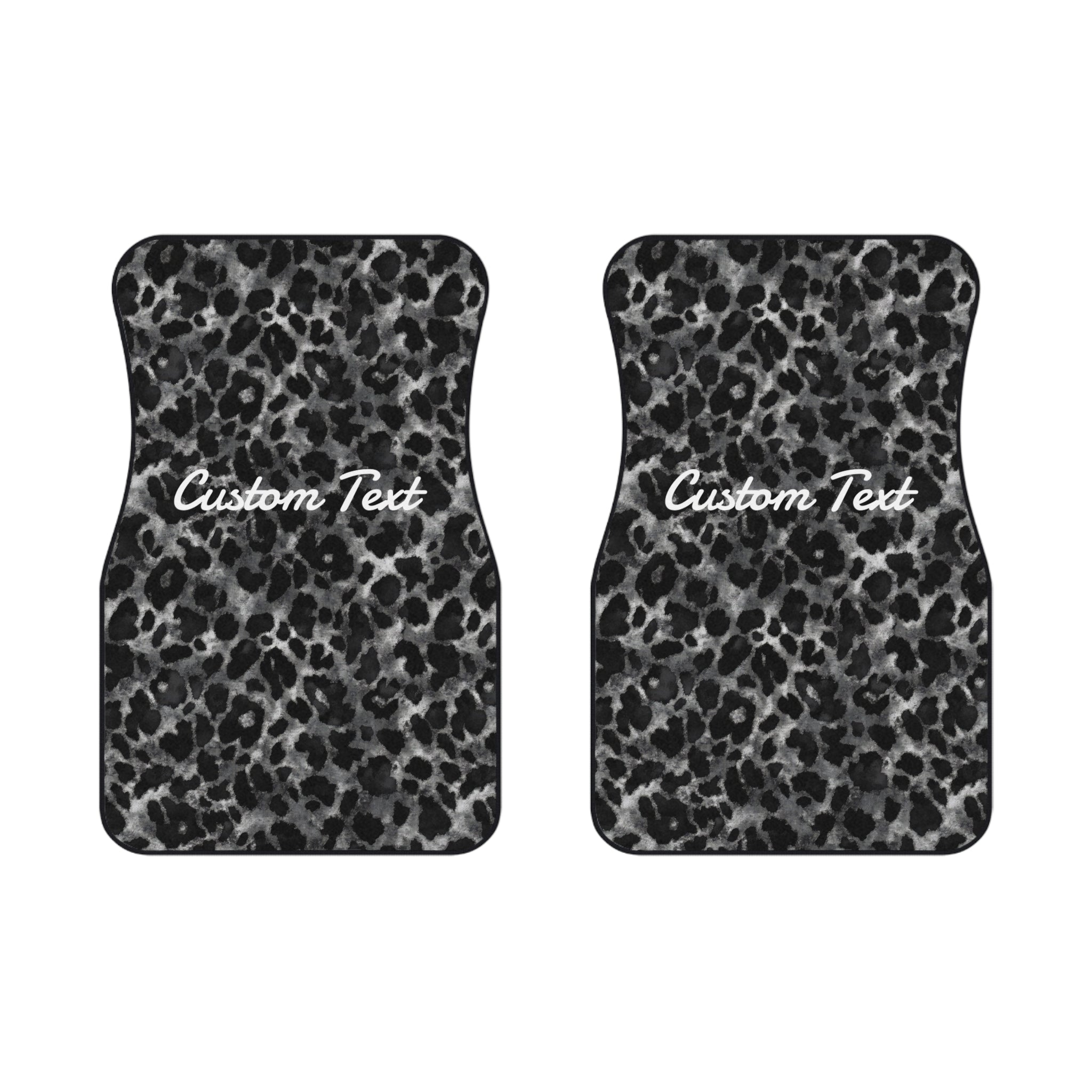 Black And White Leopard Print Car Mats (2x Front)