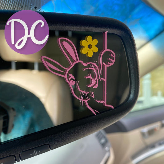 Bunny Rear View Mirror Car Decal