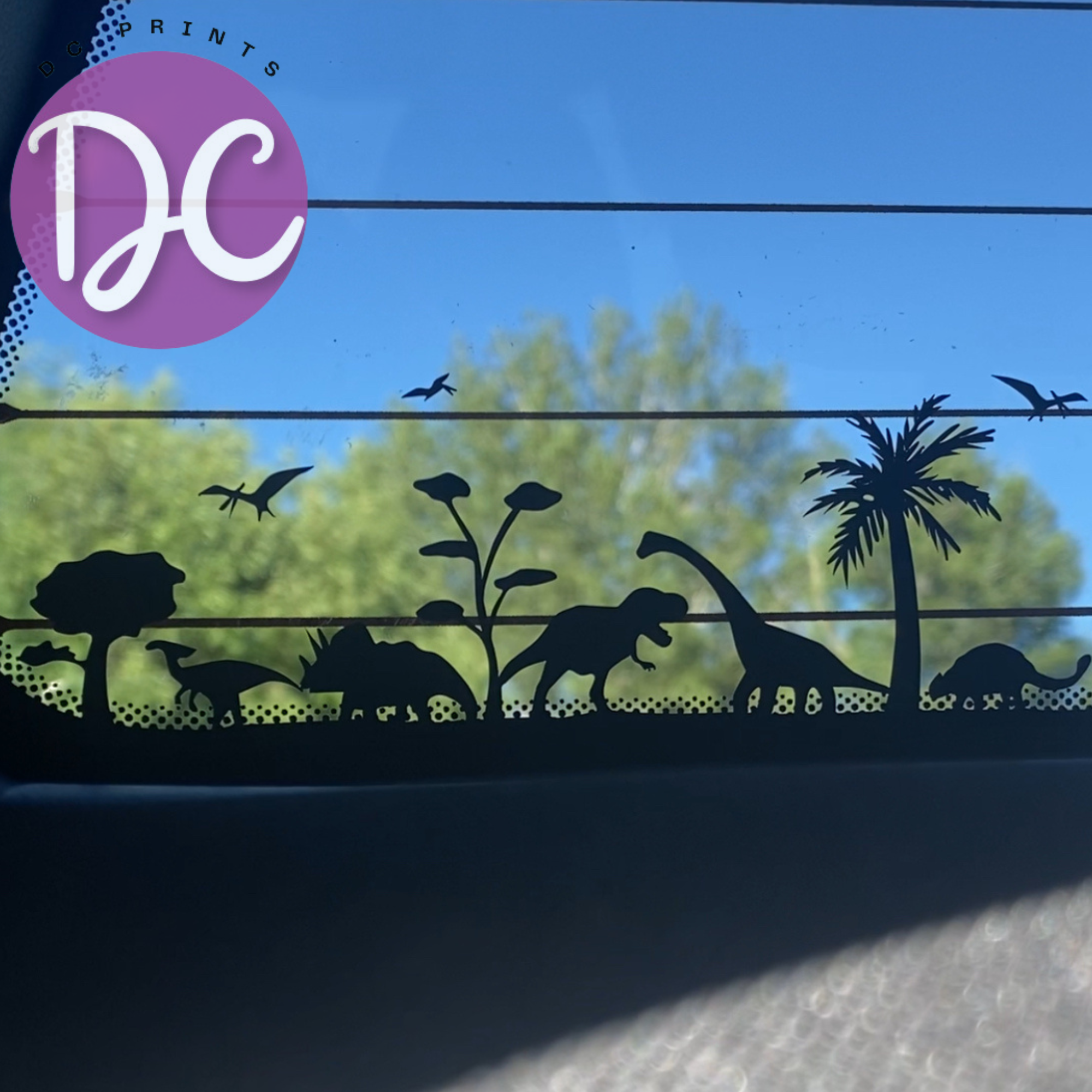 Dinosaur scene hidden Car Decal