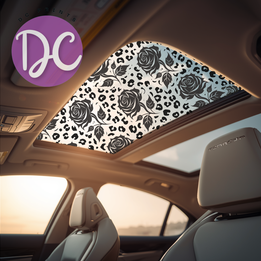 Roses And Leopard Print Sun Roof Car Decal