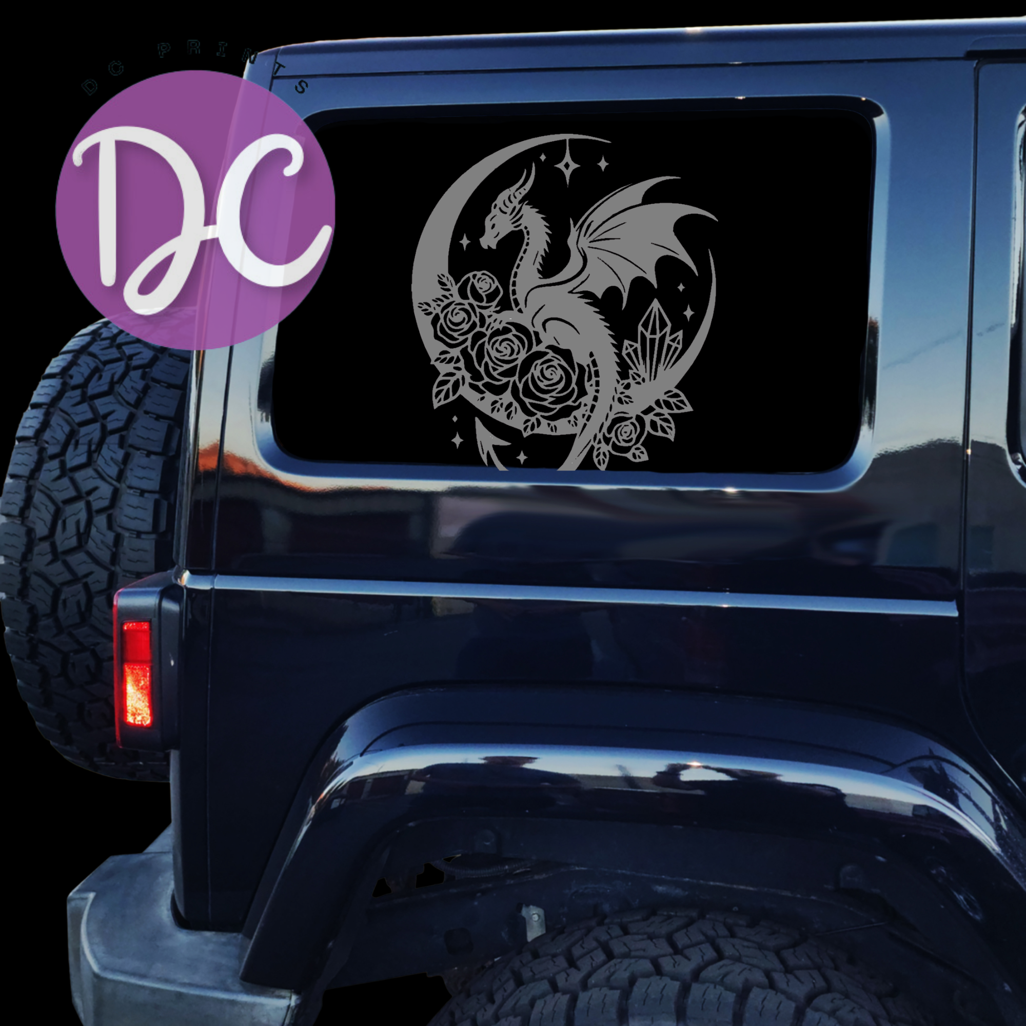 Dragon On Moon Car Decal