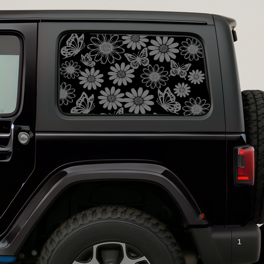 Sunflower and Butterfly Full Coverage Car Window Decal
