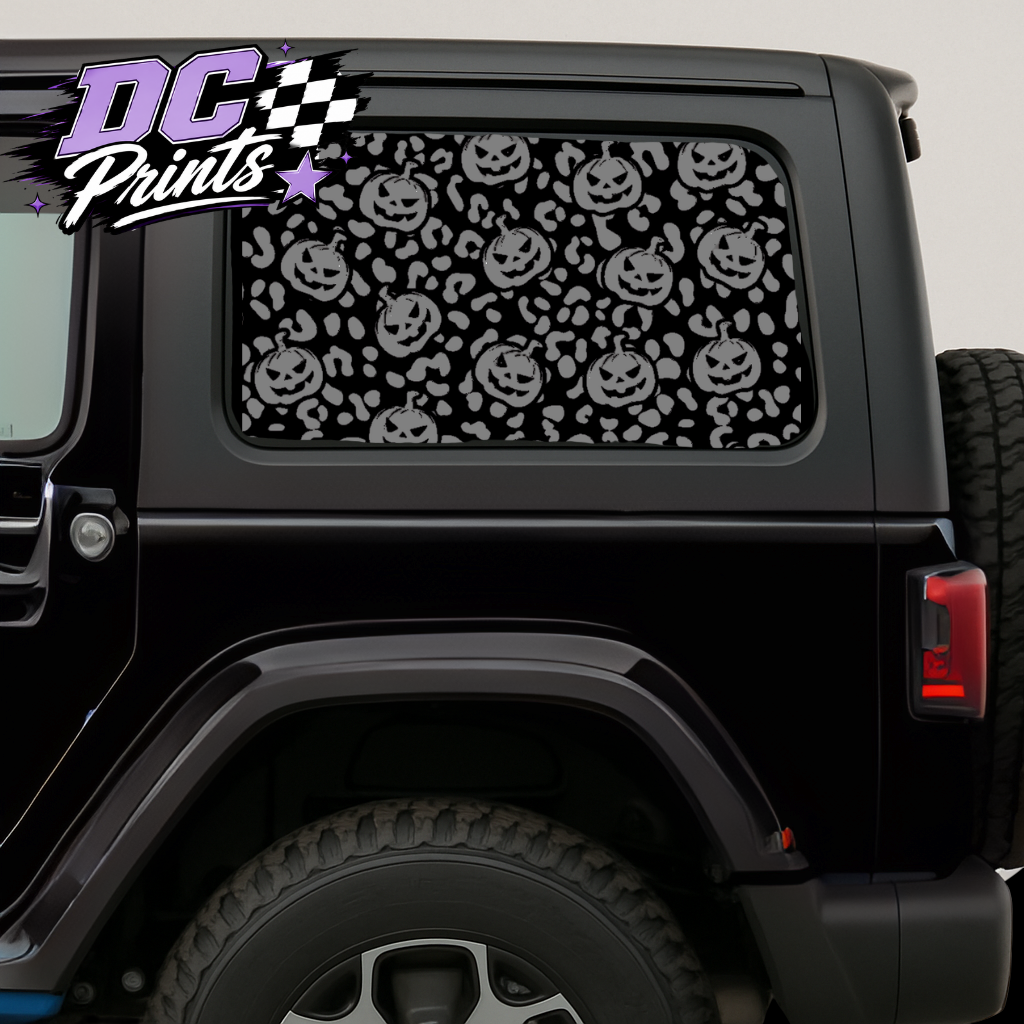 Pumpkins And Leopard Print Full Coverage Car Window Decal