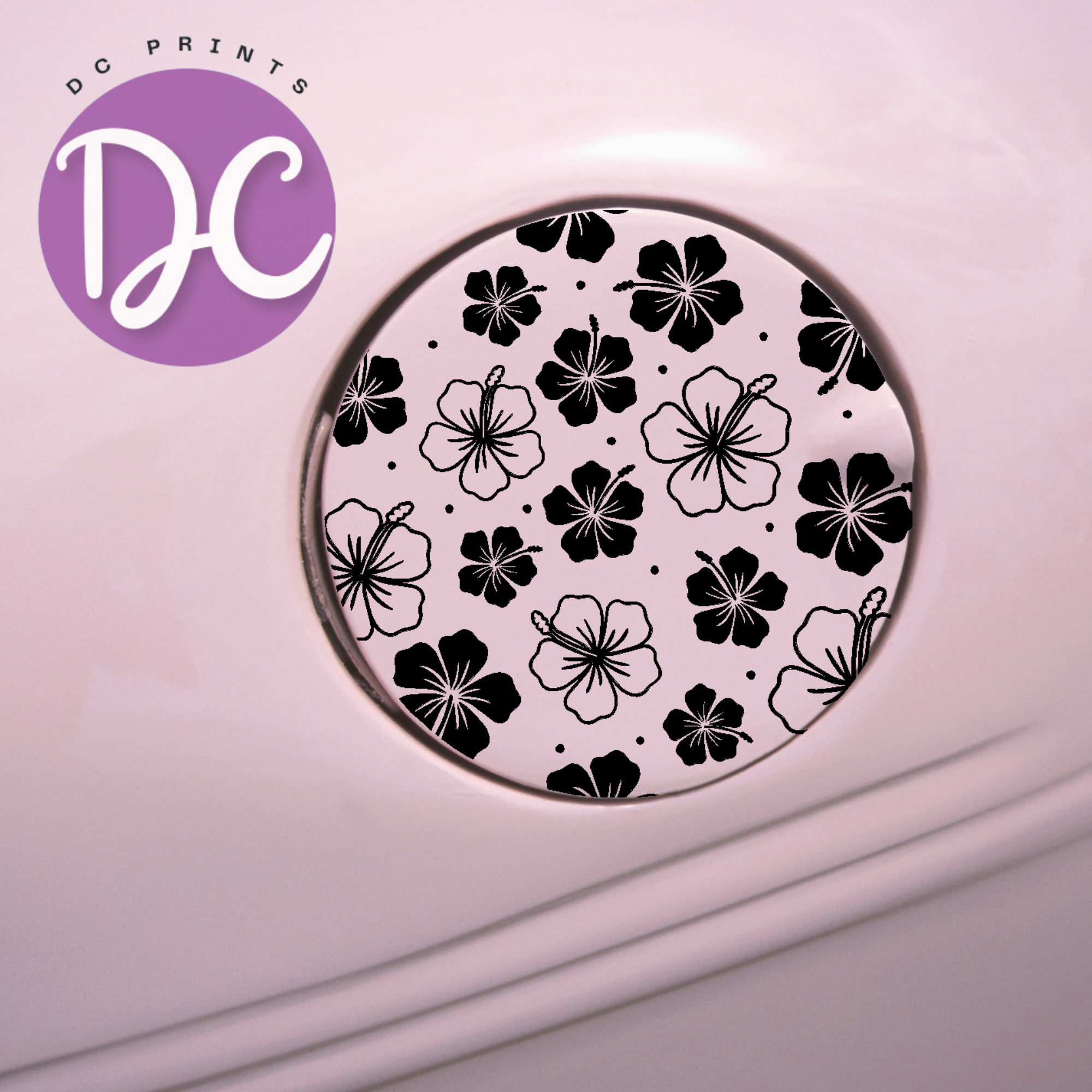 Hawaiian Flowers Gas Tank Door Car Decal