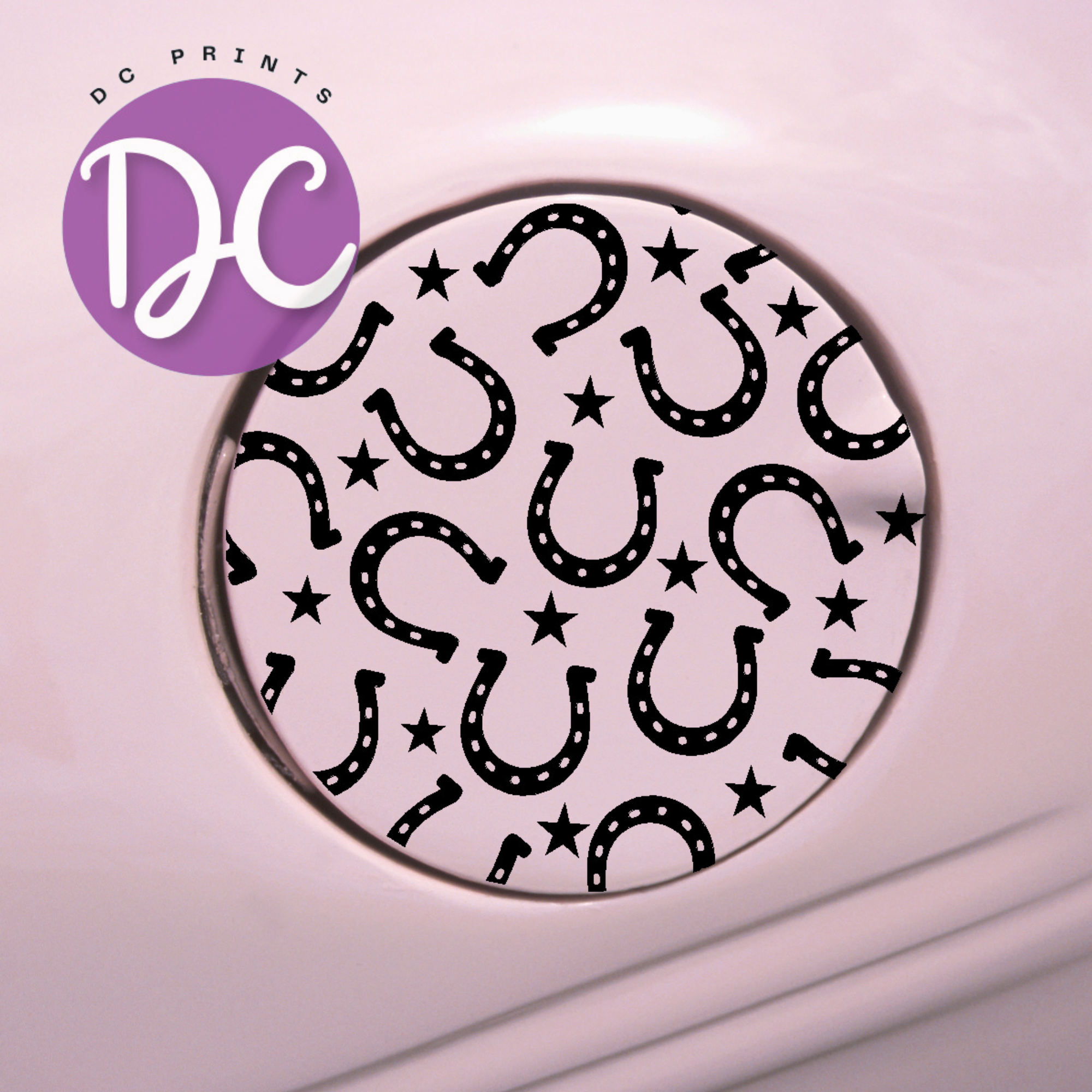 Horse Shoe Gas Tank Door Car Decal