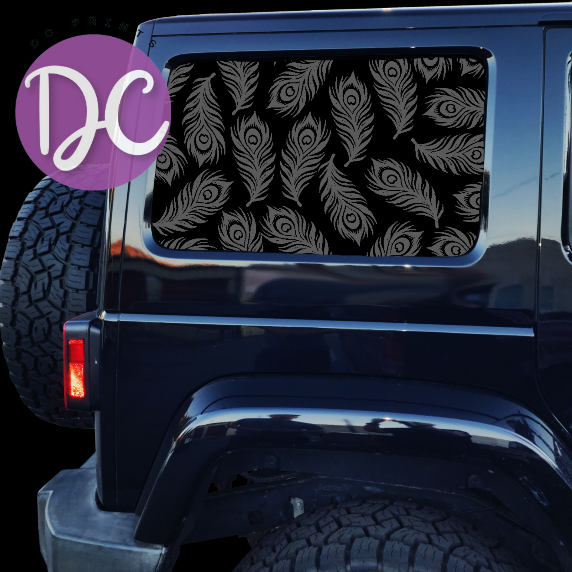 Peacock Feather Full Coverage Car Window Decal