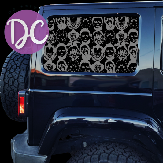 Horror Characters Full Coverage Car Window Decal -LIMITED QUANTITIES AVAILABLE