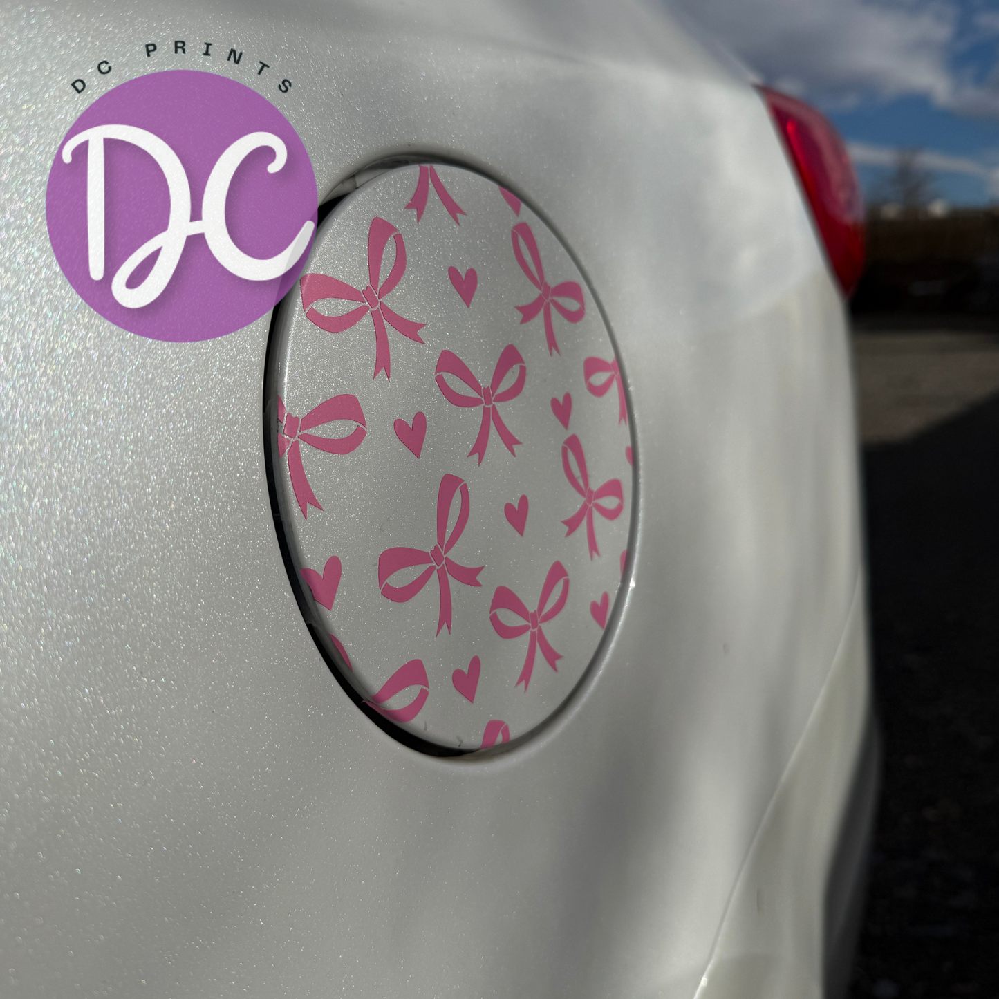 Bows and Hearts Gas Tank Door Car Decal