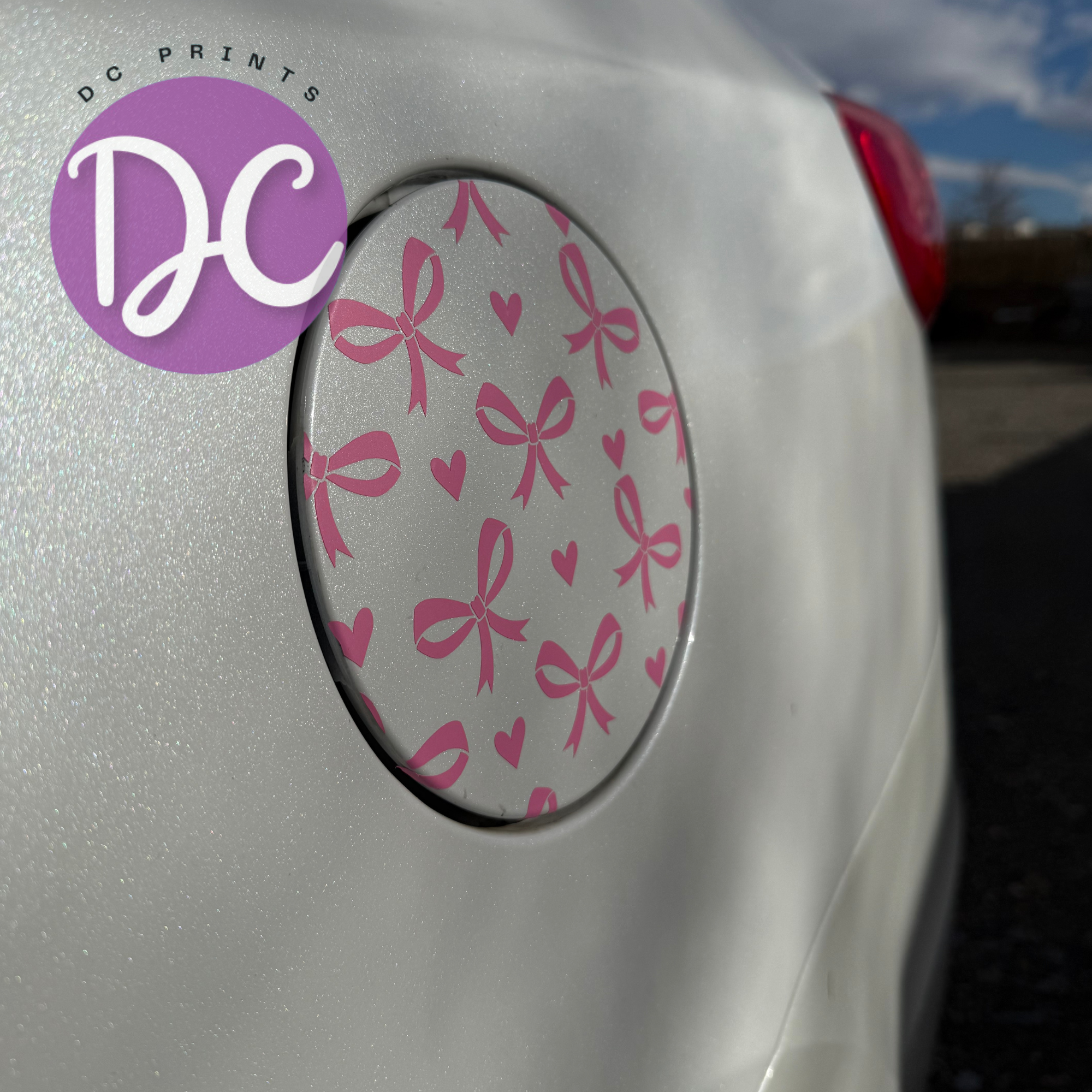 Bows and Hearts Gas Tank Door Car Decal