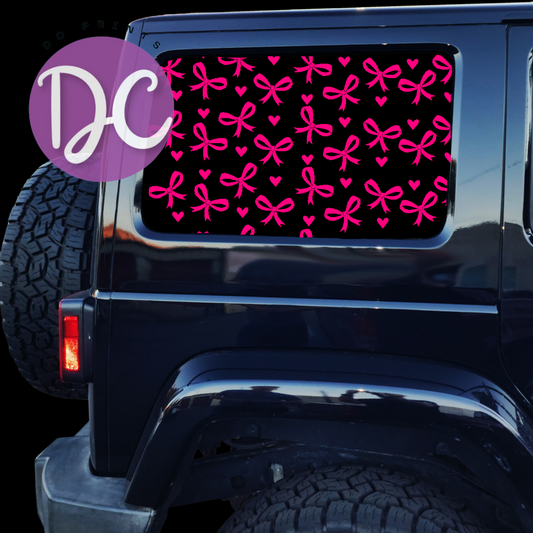 Bows And Hearts Full Coverage Car Window Decal