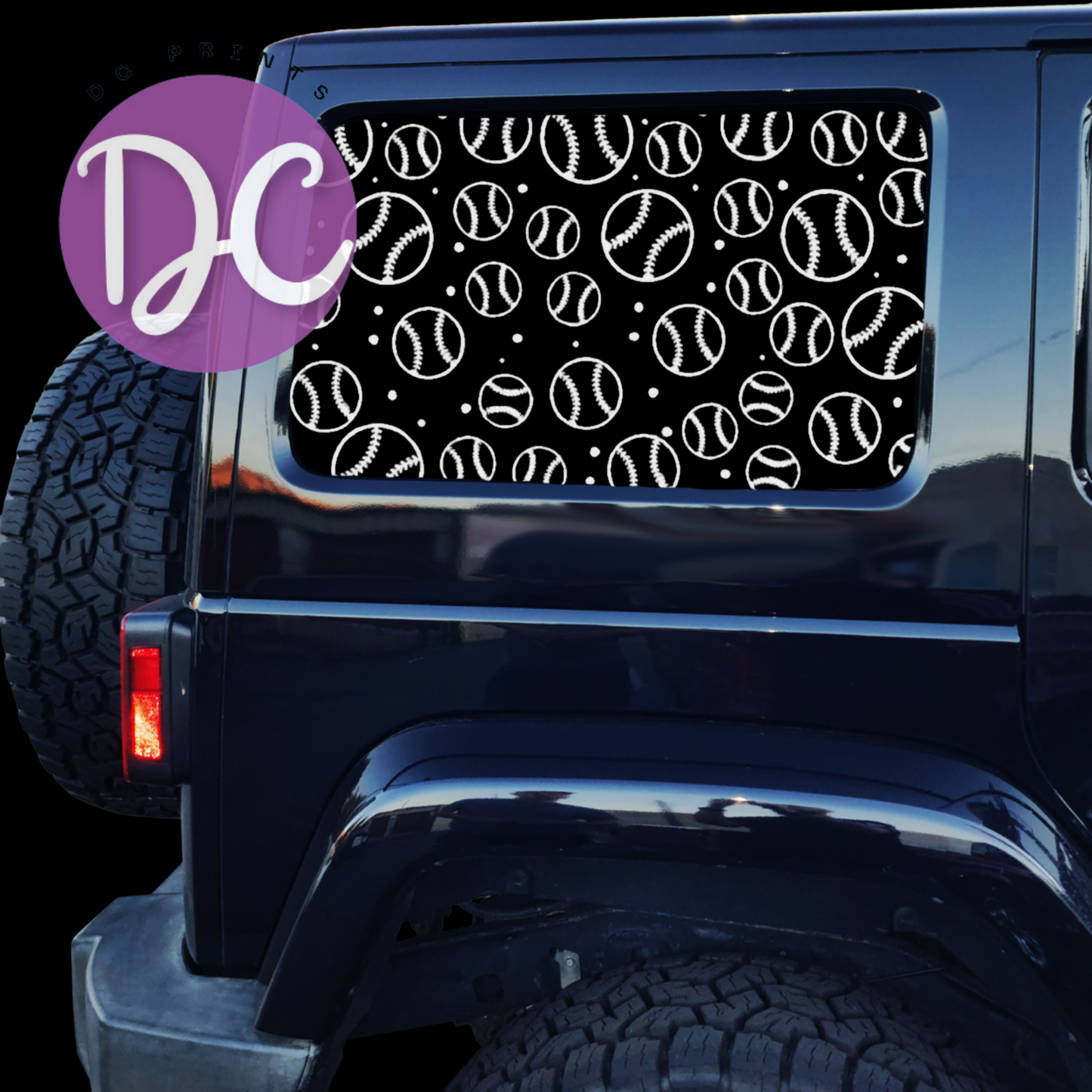 Baseballs Full Coverage Car Window Decal