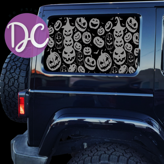 Pumpkin Faces Full Coverage Car Window Decal