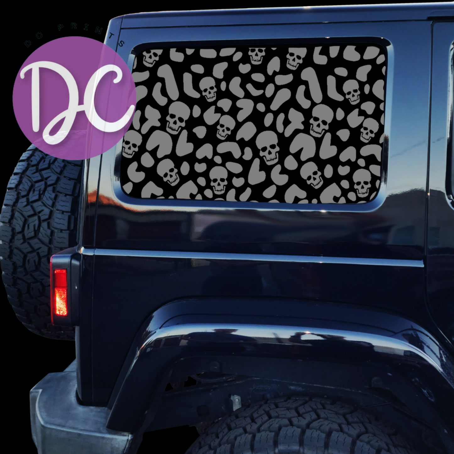 Skull Leopard Print Full Coverage Car Window Decal