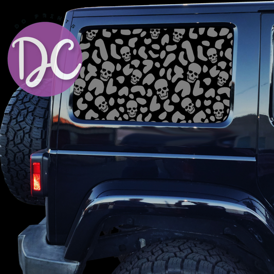 Skull Leopard Print Full Coverage Car Window Decal