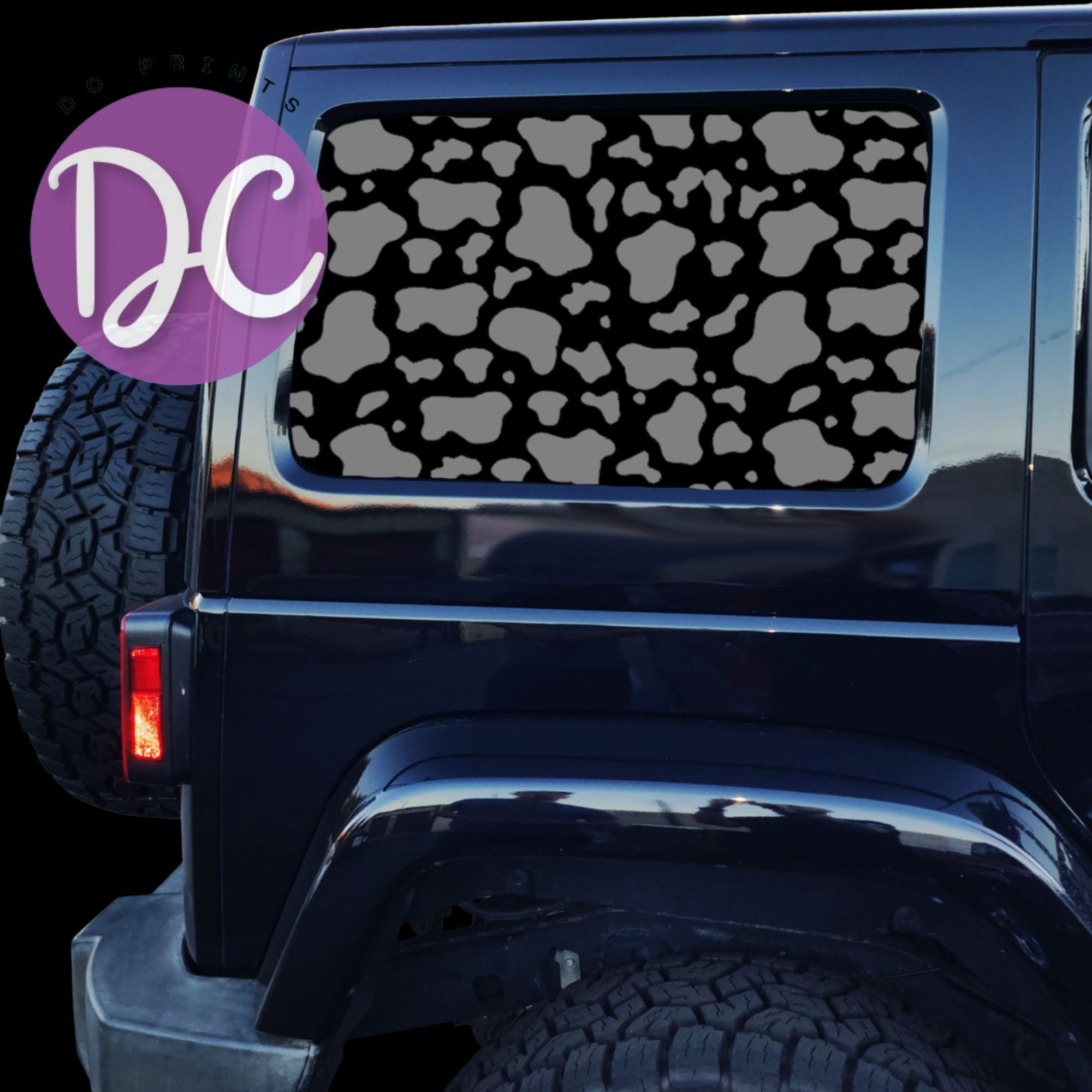 Cow Print Full Coverage Car Window Decal