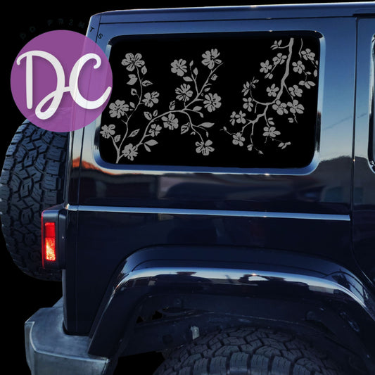 Cherry Blossom Branch Full Coverage Car Window Decal