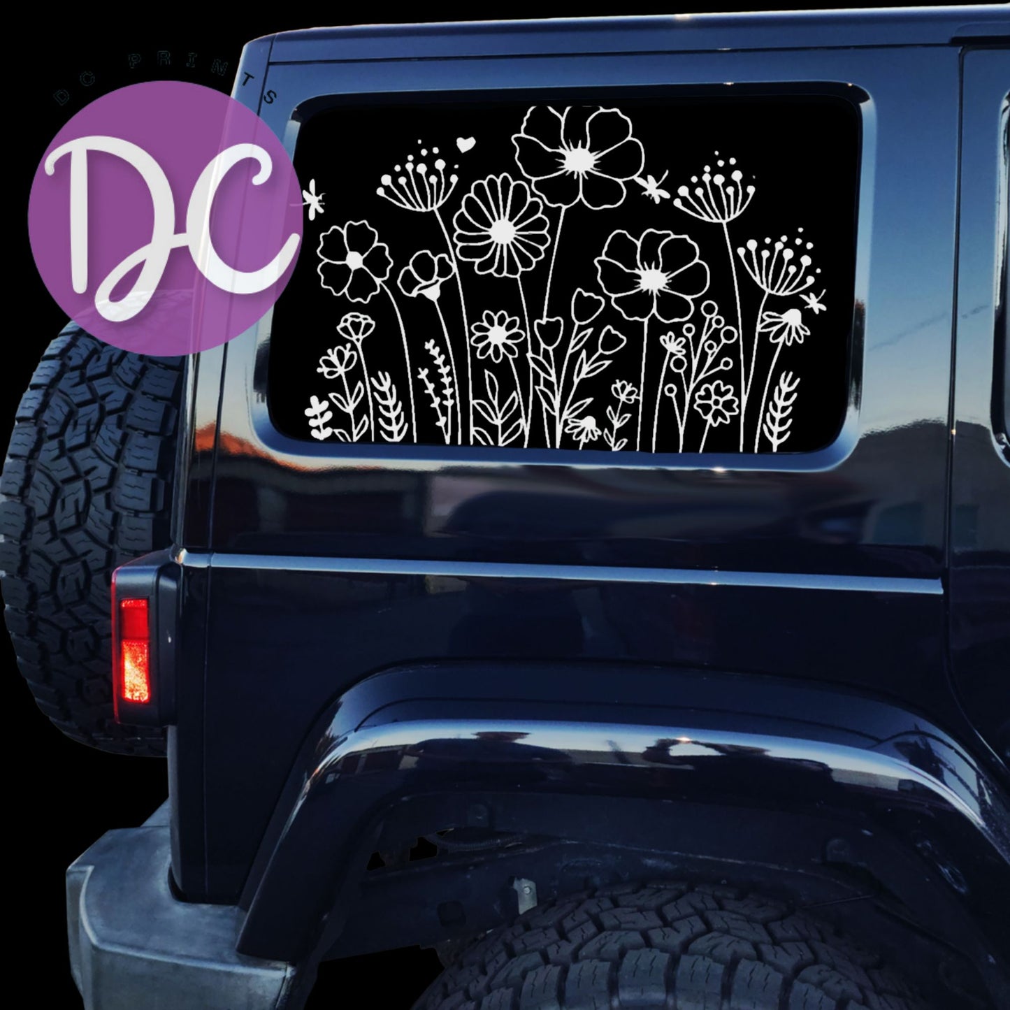 Wild Flower Full Coverage Car Window Decal