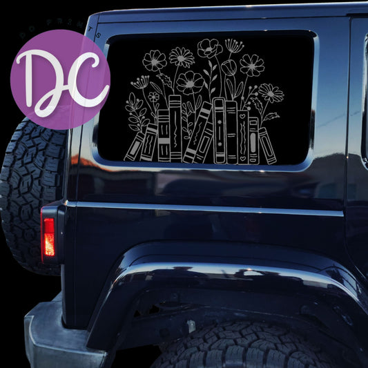 Book Flowers Full Coverage Car Window Decal