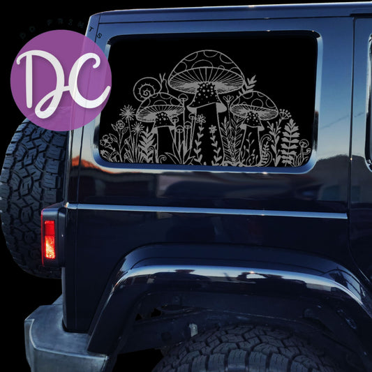 Mushroom Garden Full Coverage Car Window Decal