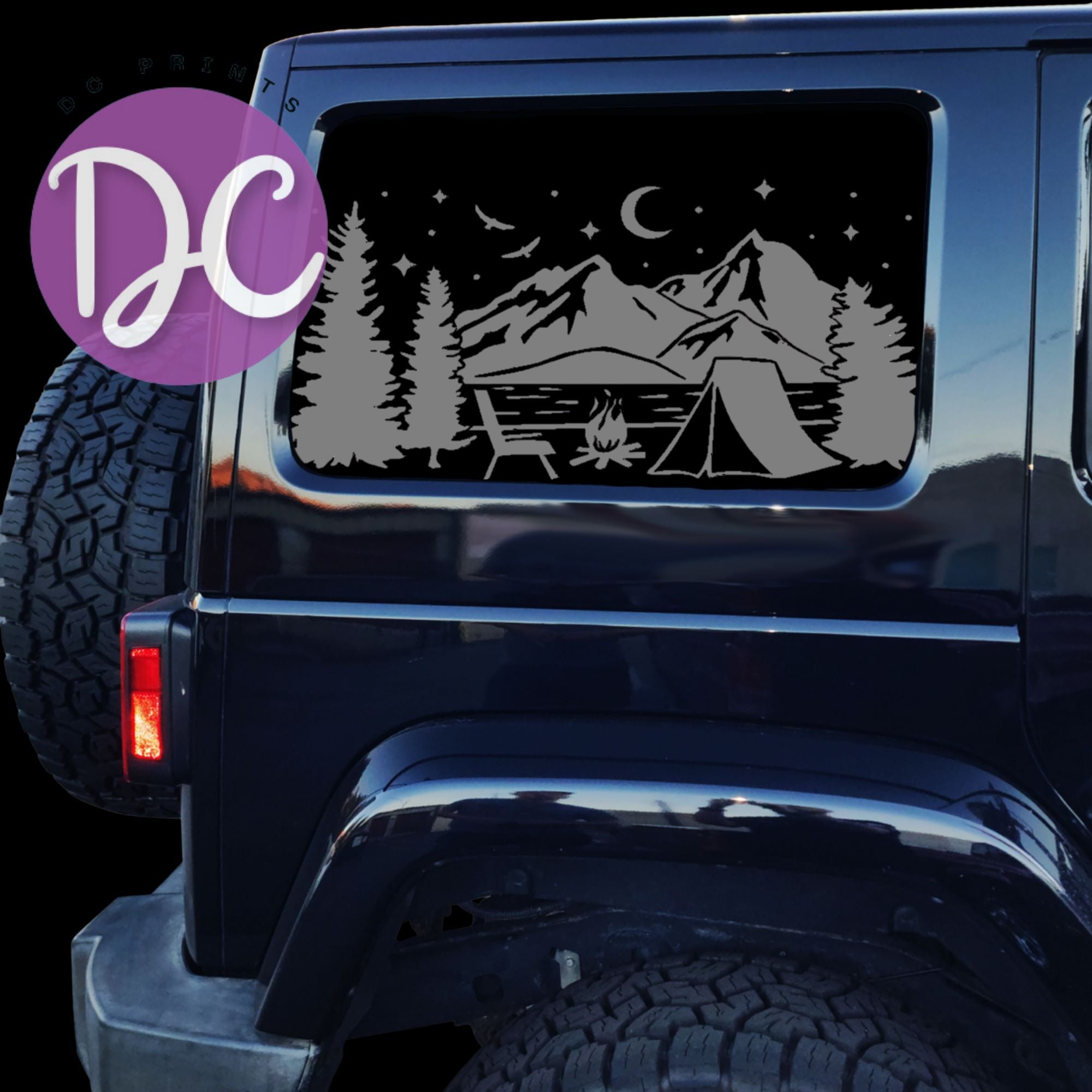 Camping Scene Full Coverage Car Window Decal