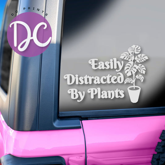 Easily Distracted By Plants Car Decal