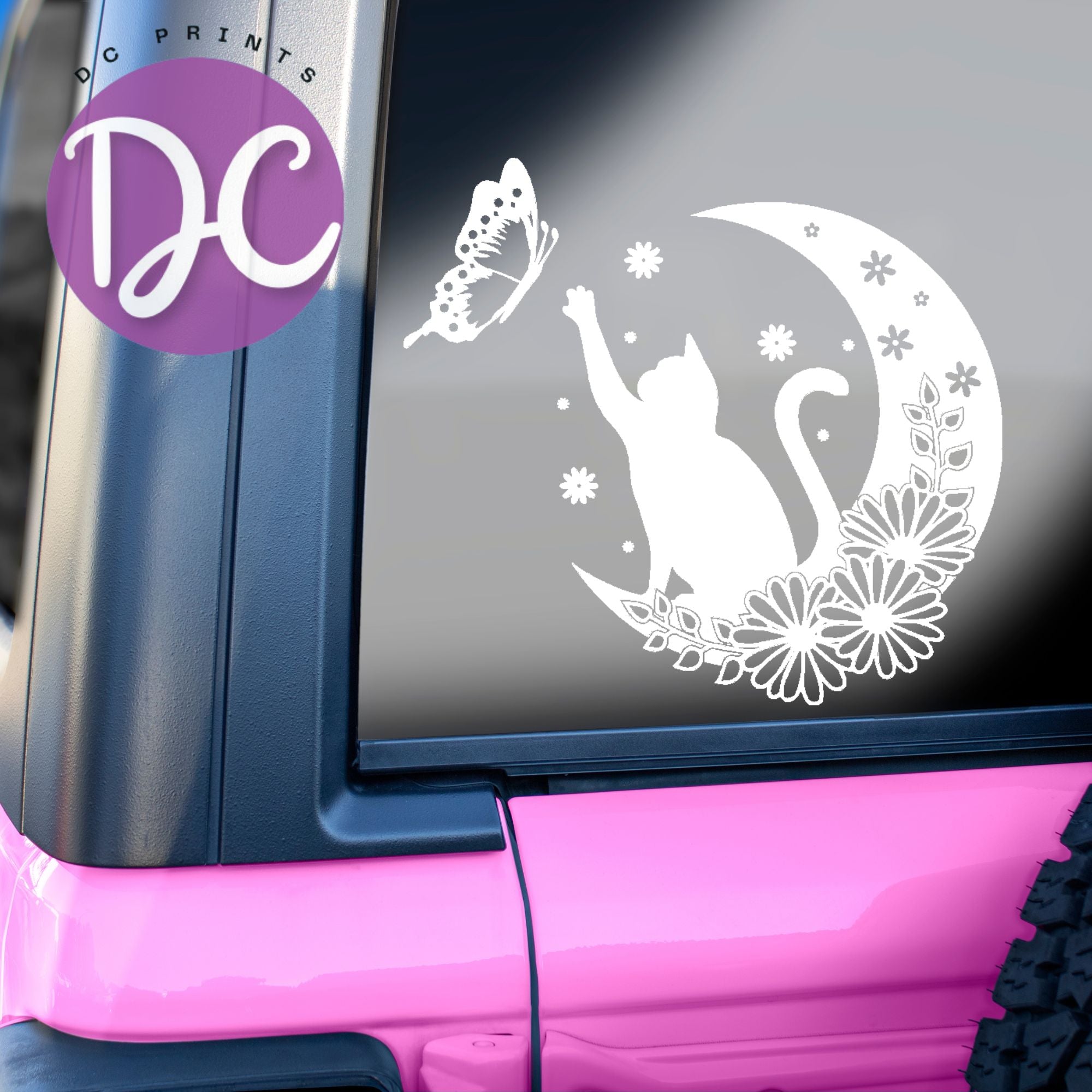 Cat On Moon Car Decal