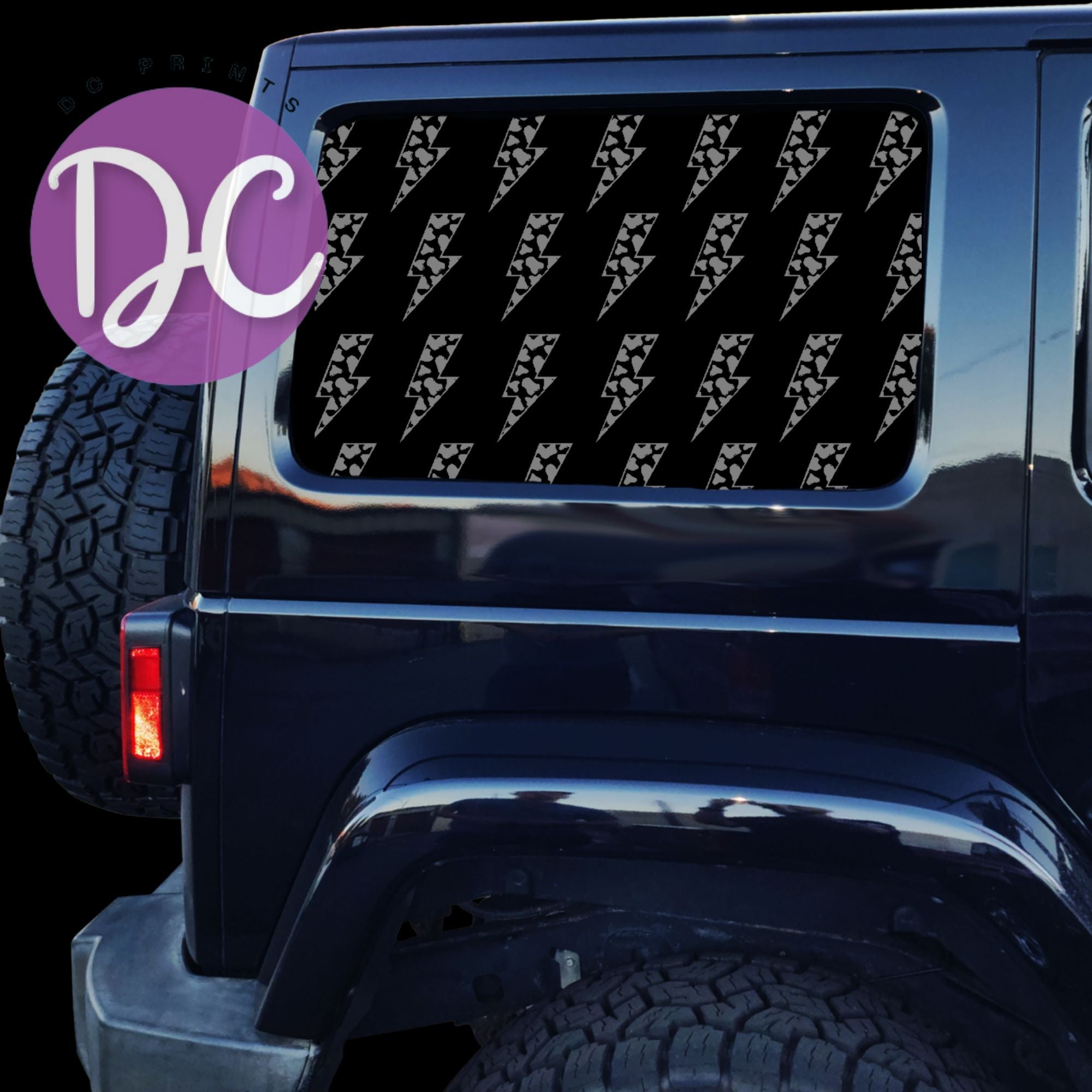 Cow Print Lightning Bolts Full Coverage Car Window Decal