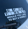 Would You Like To Buy A Vowel Car Decal