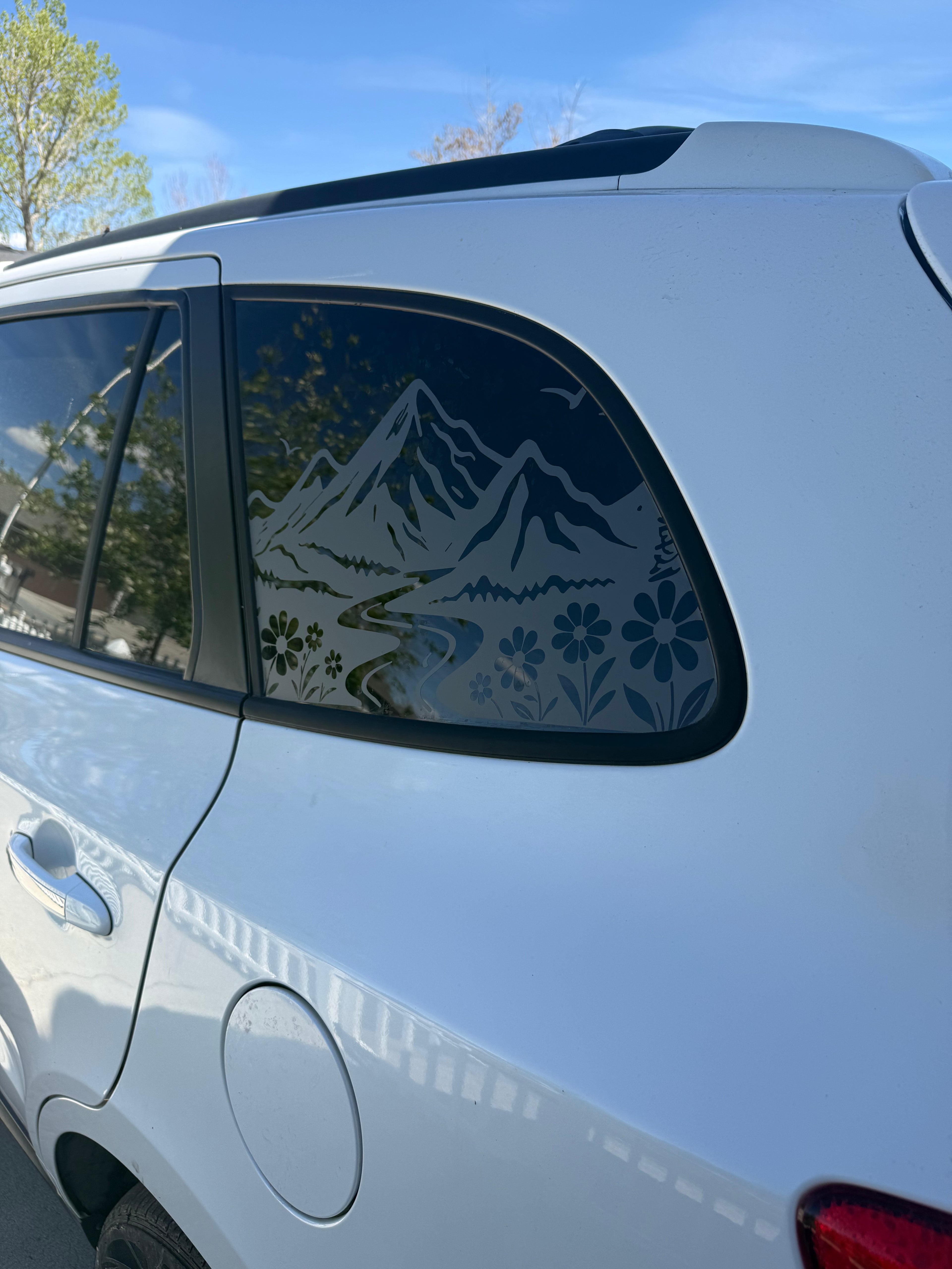 Mountains and flowers Full Coverage Car Window Decal