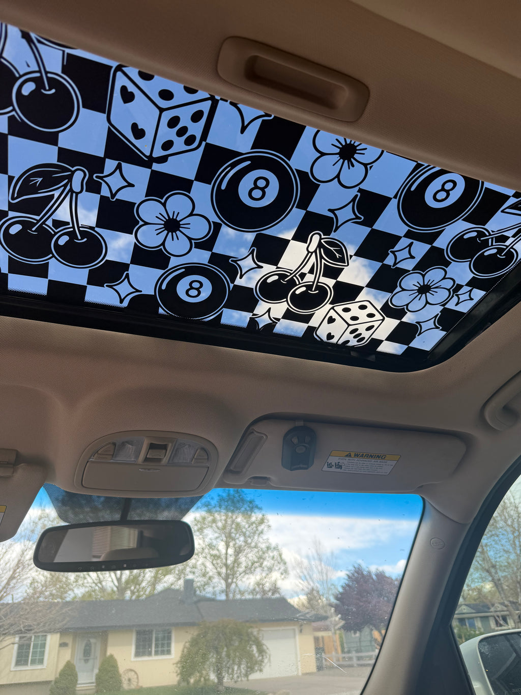Lucky Babe Checkered Print Sun Roof Car Decal