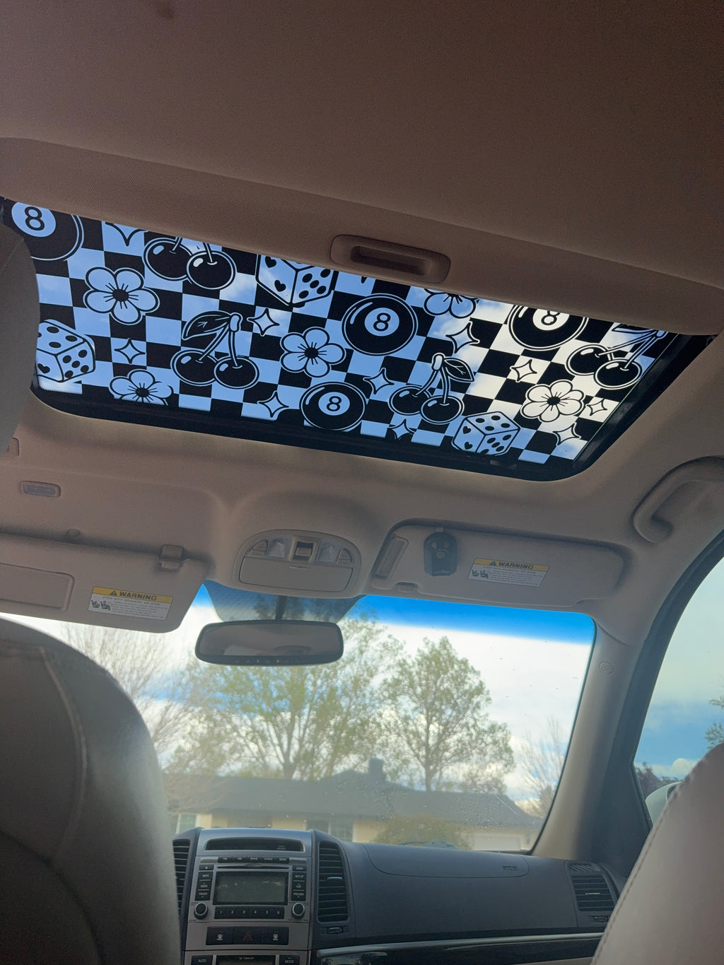Lucky Babe Checkered Print Sun Roof Car Decal