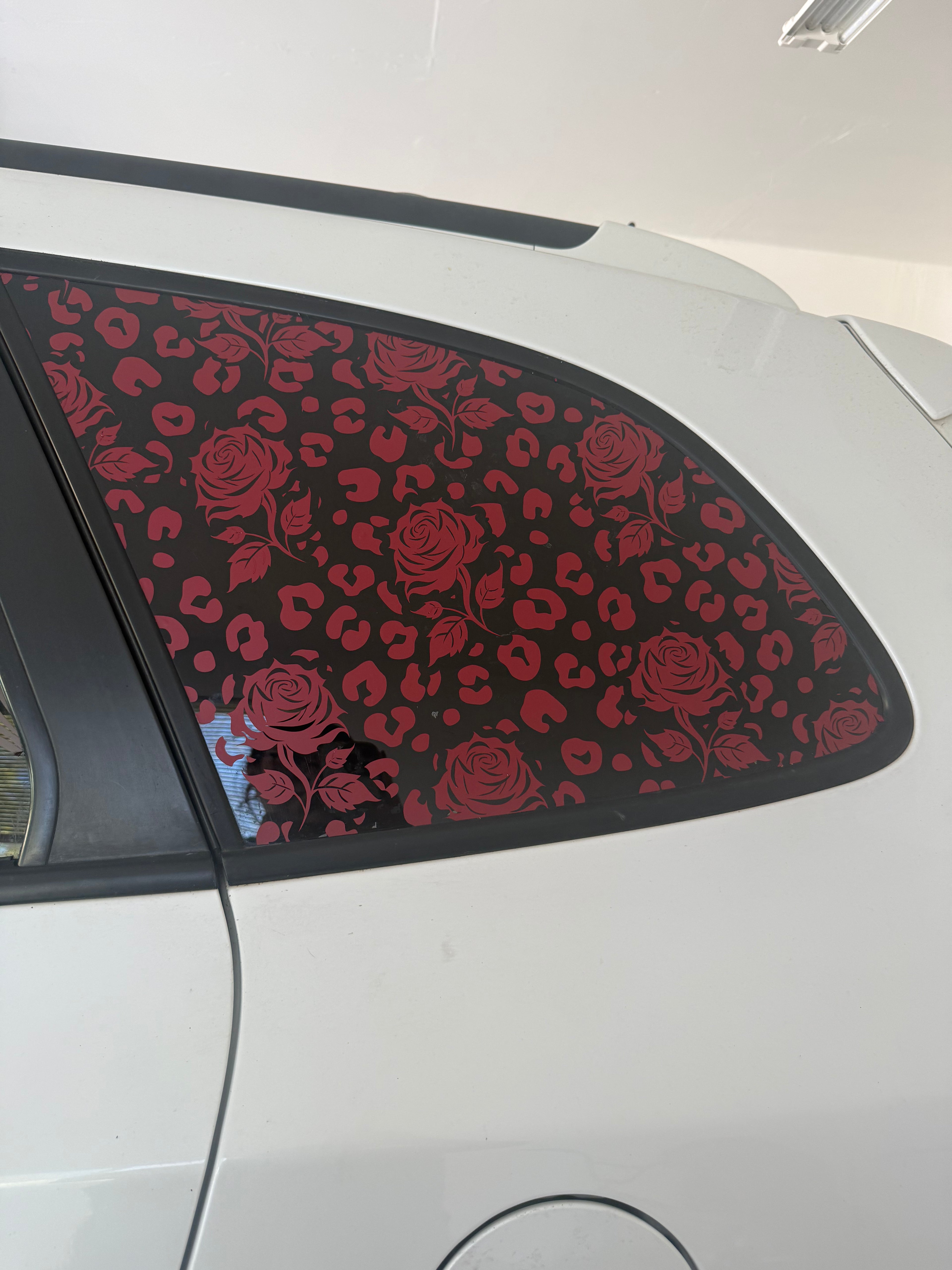 Leopard and Rose Full Coverage Car Window Decal
